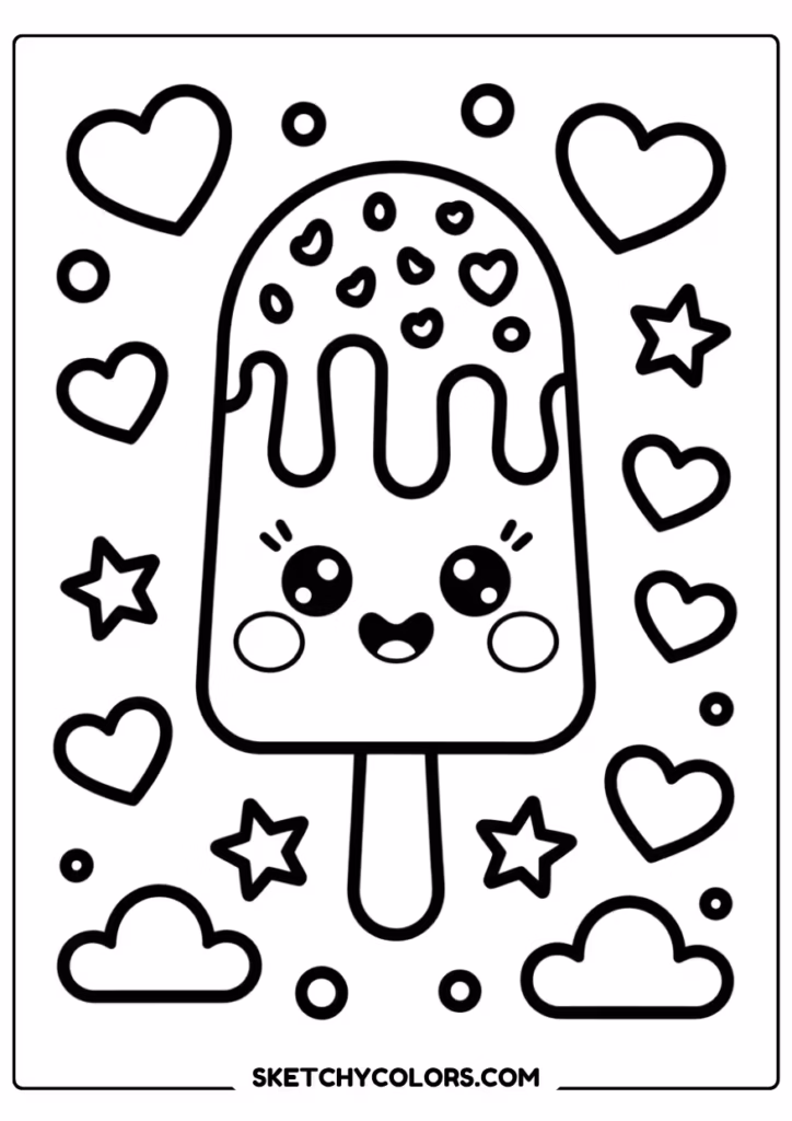 rainbow ice cream coloring page free printable for kids