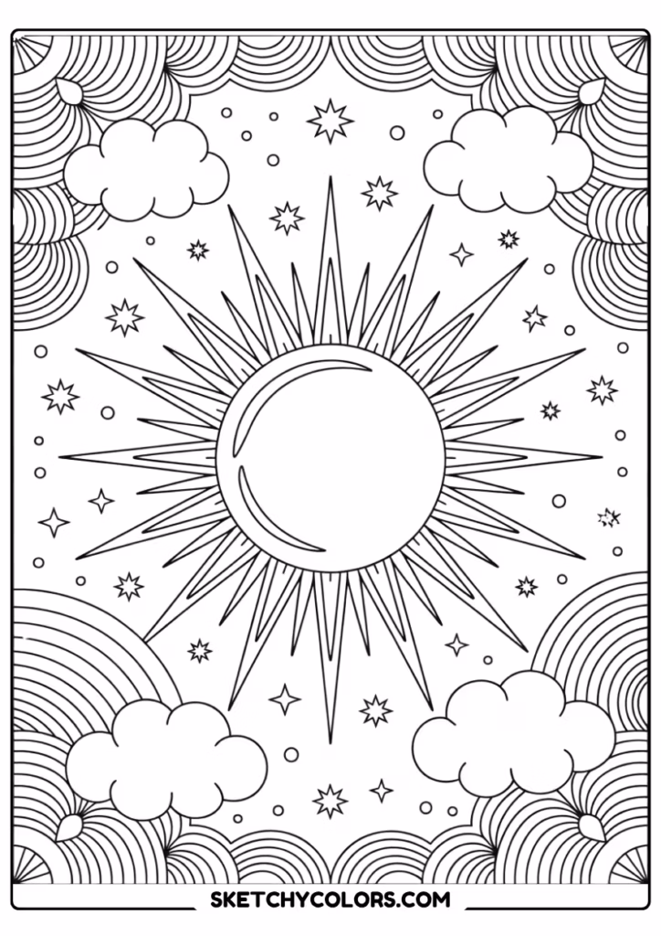 detailed rainbow coloring page free printable pdf