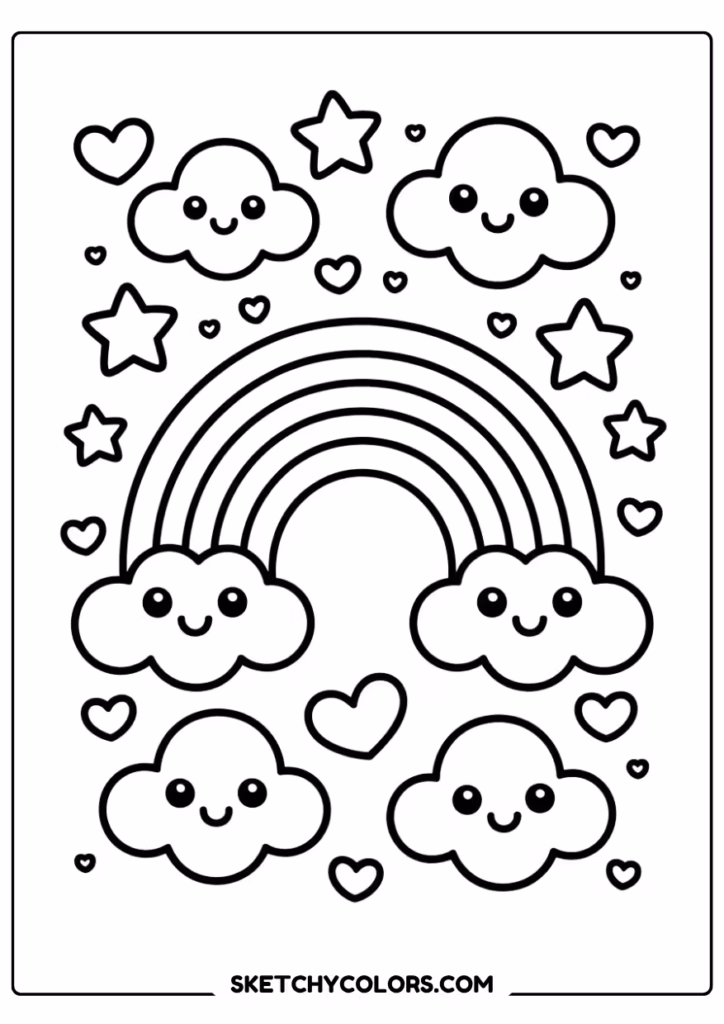 adorable rainbow coloring sheet free printable pdf