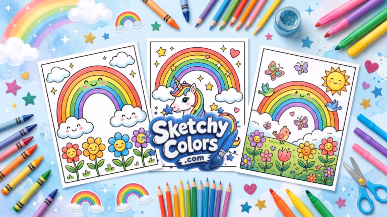 Rainbow Coloring Pages for Kids and Adults