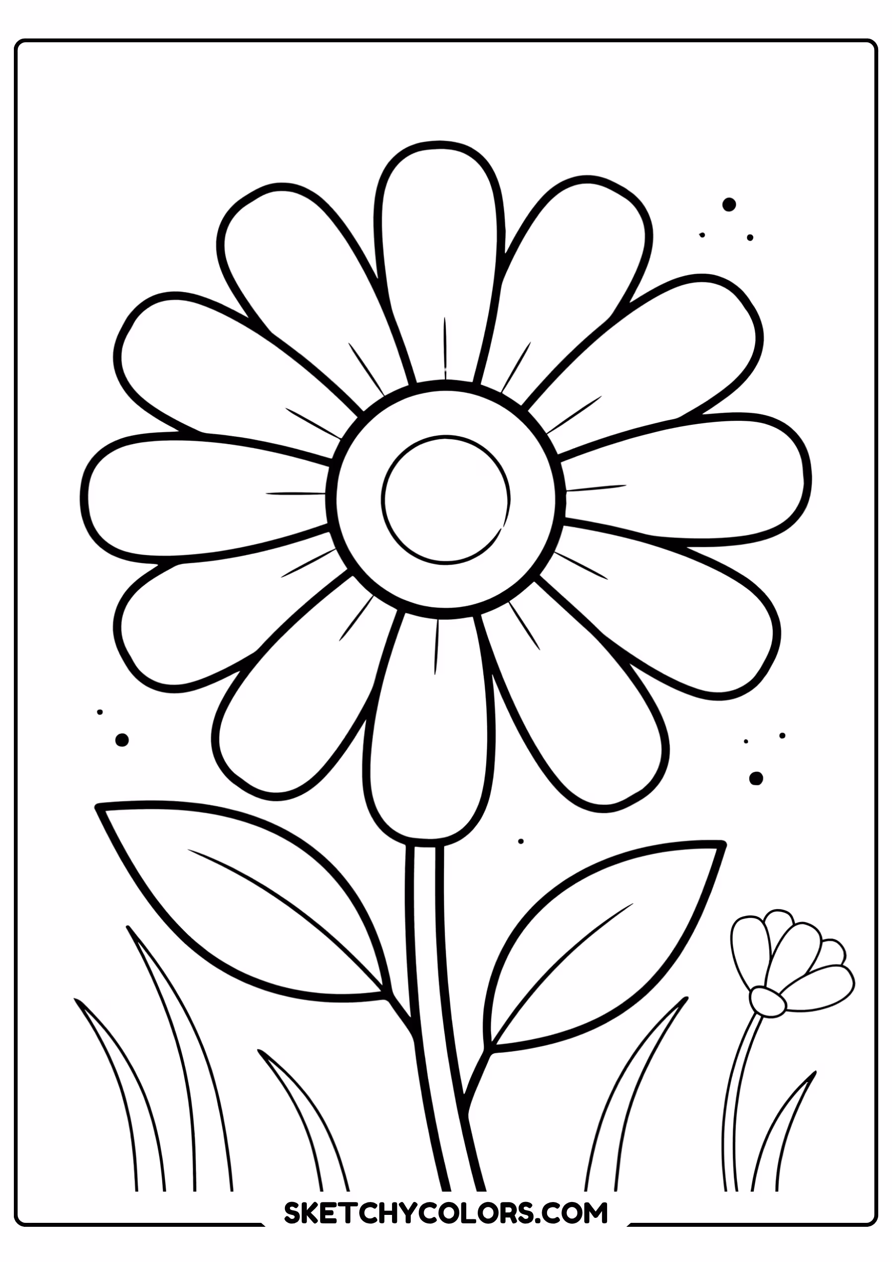 daisy coloring page large daisy garden bloom free printable for kids
