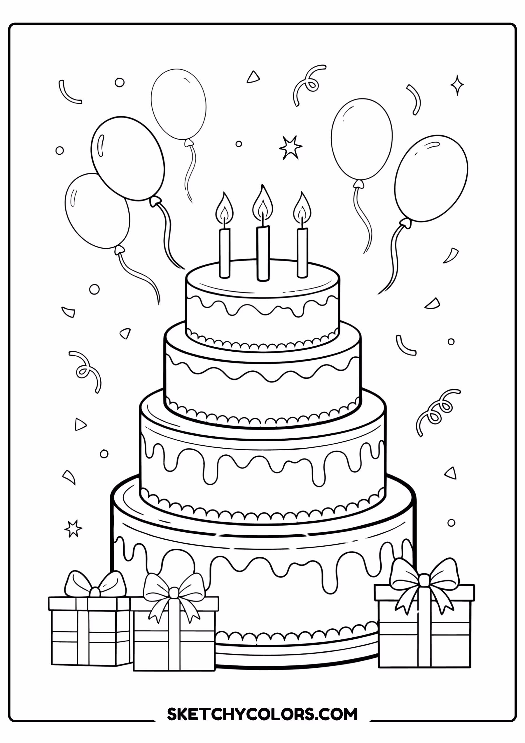 happy birthday coloring page birthday cake candles free printable for kids