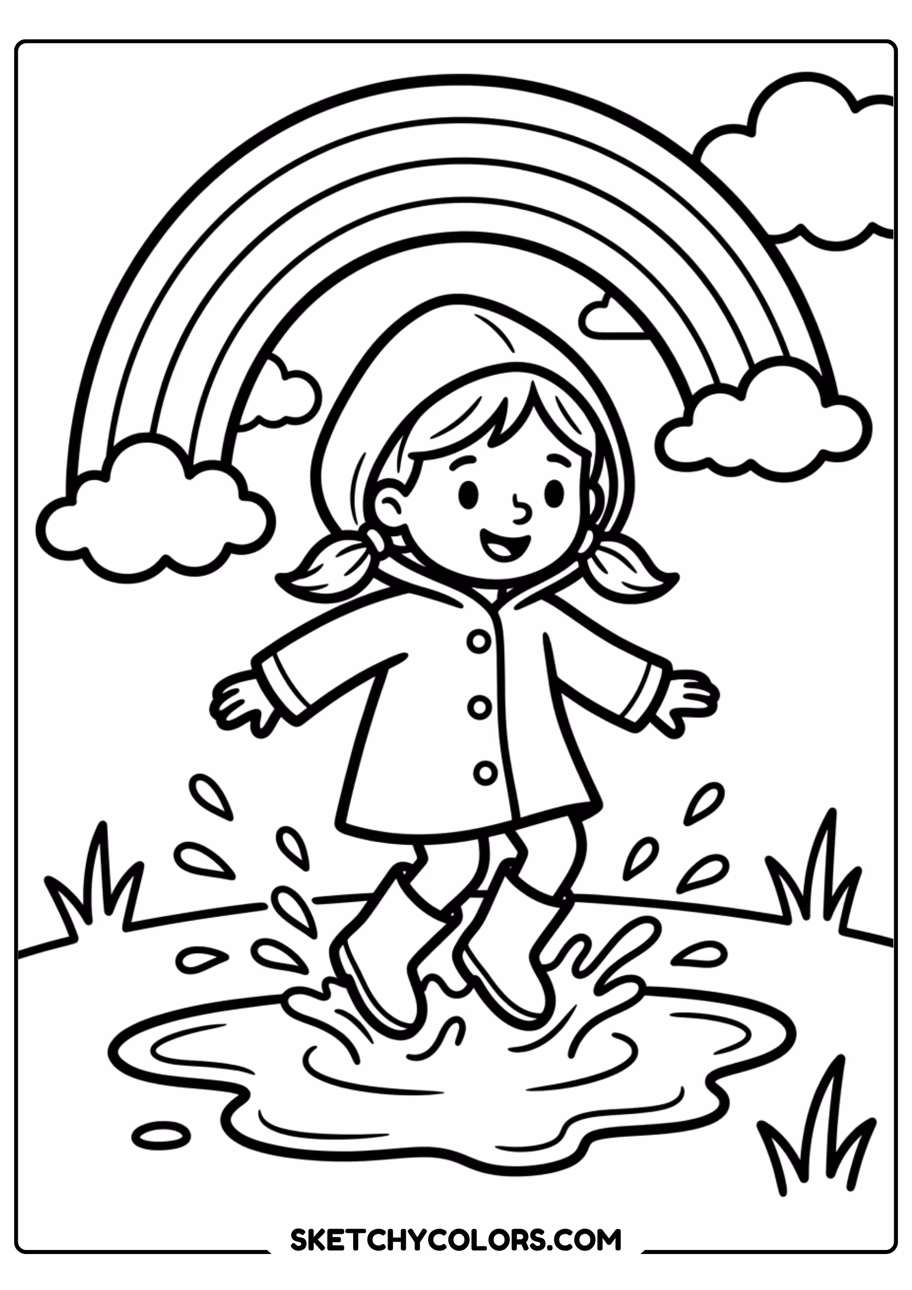 rainy day rainbow coloring page printable