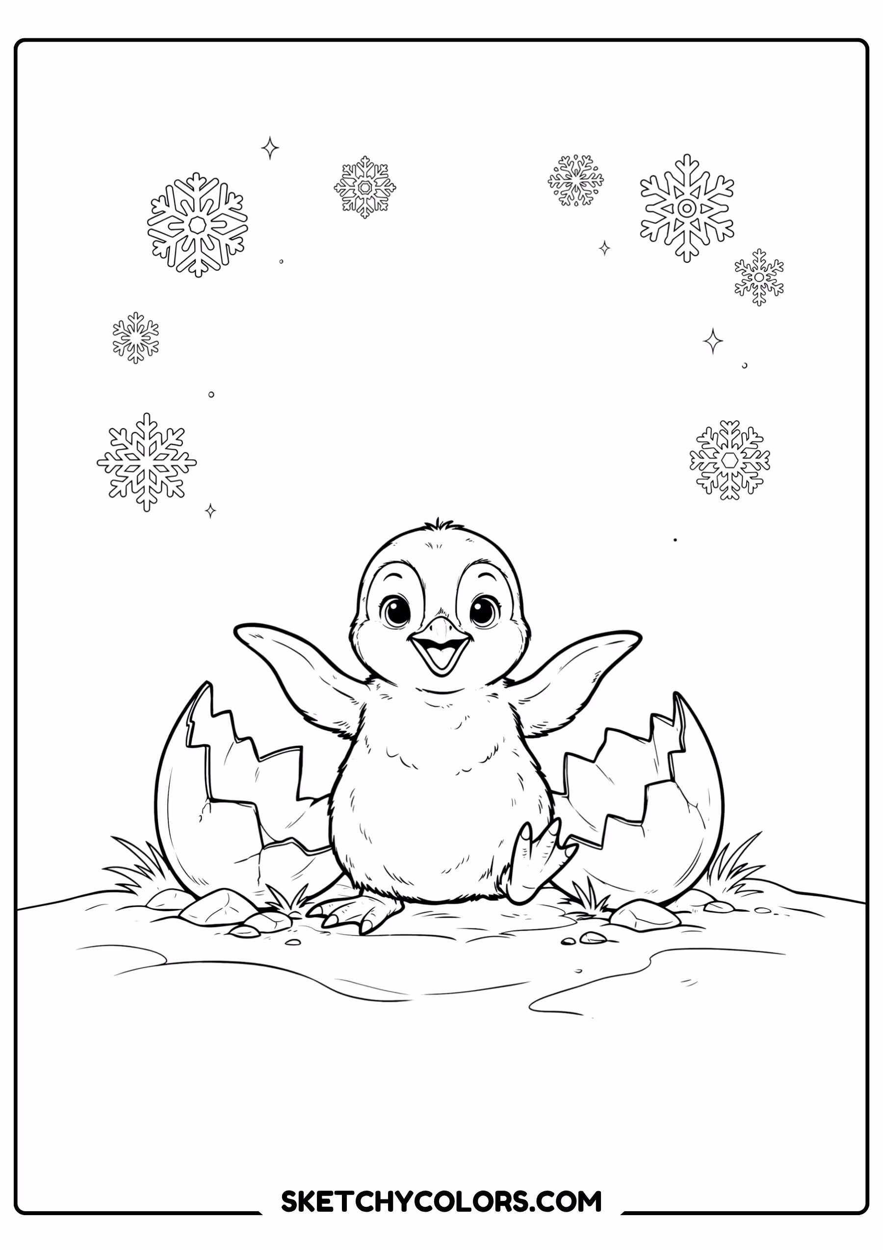 penguin baby penguin hatching printable coloring page pdf