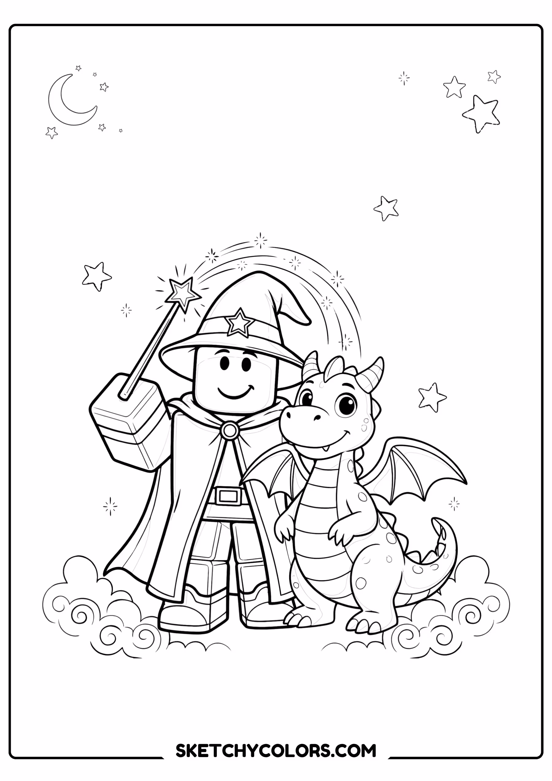 roblox magical wizard printable coloring page pdf