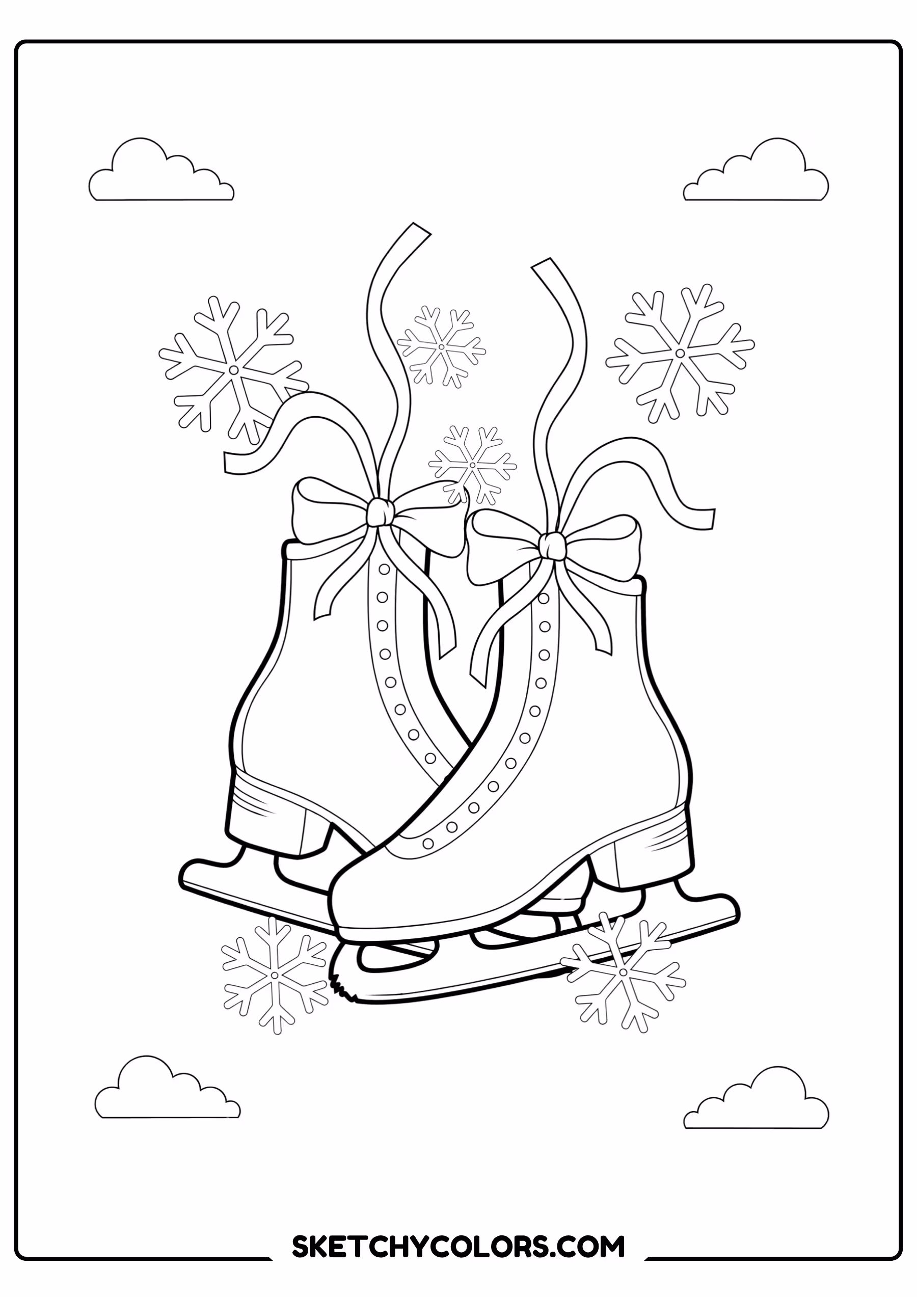 winter ice skates coloring page free printable coloring sheet