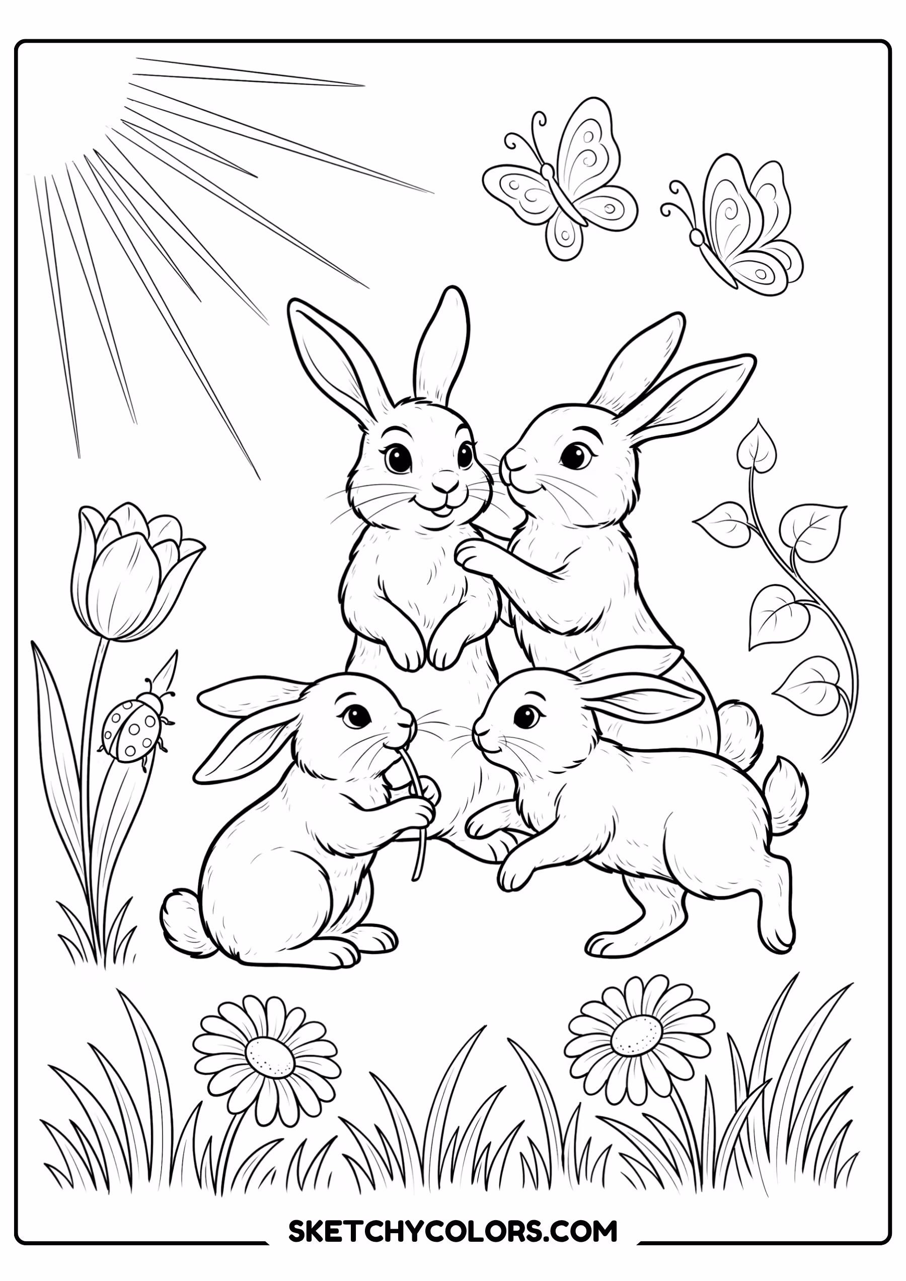 april rabbit family free printable for kids