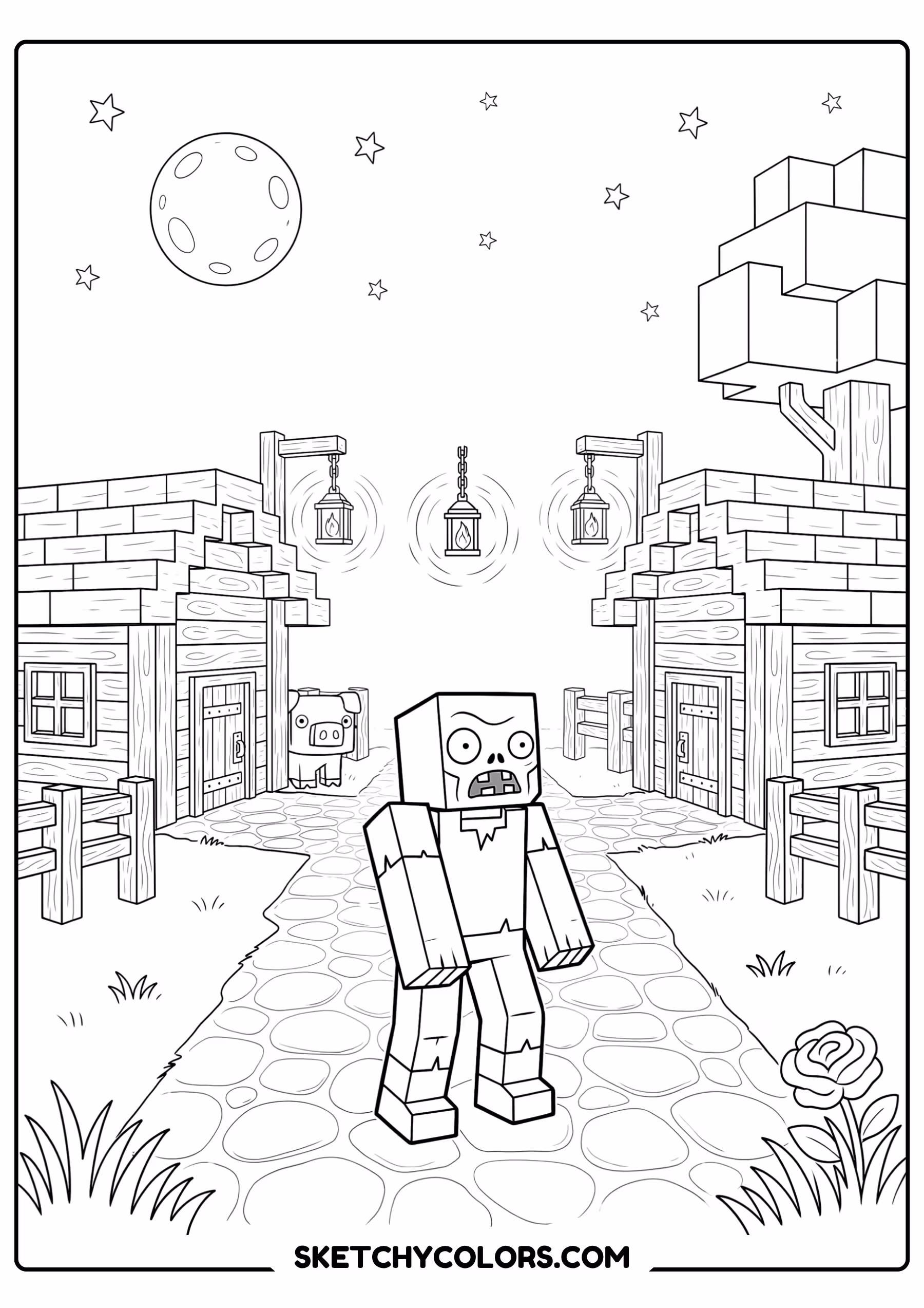 minecraft zombie night free printable for kids