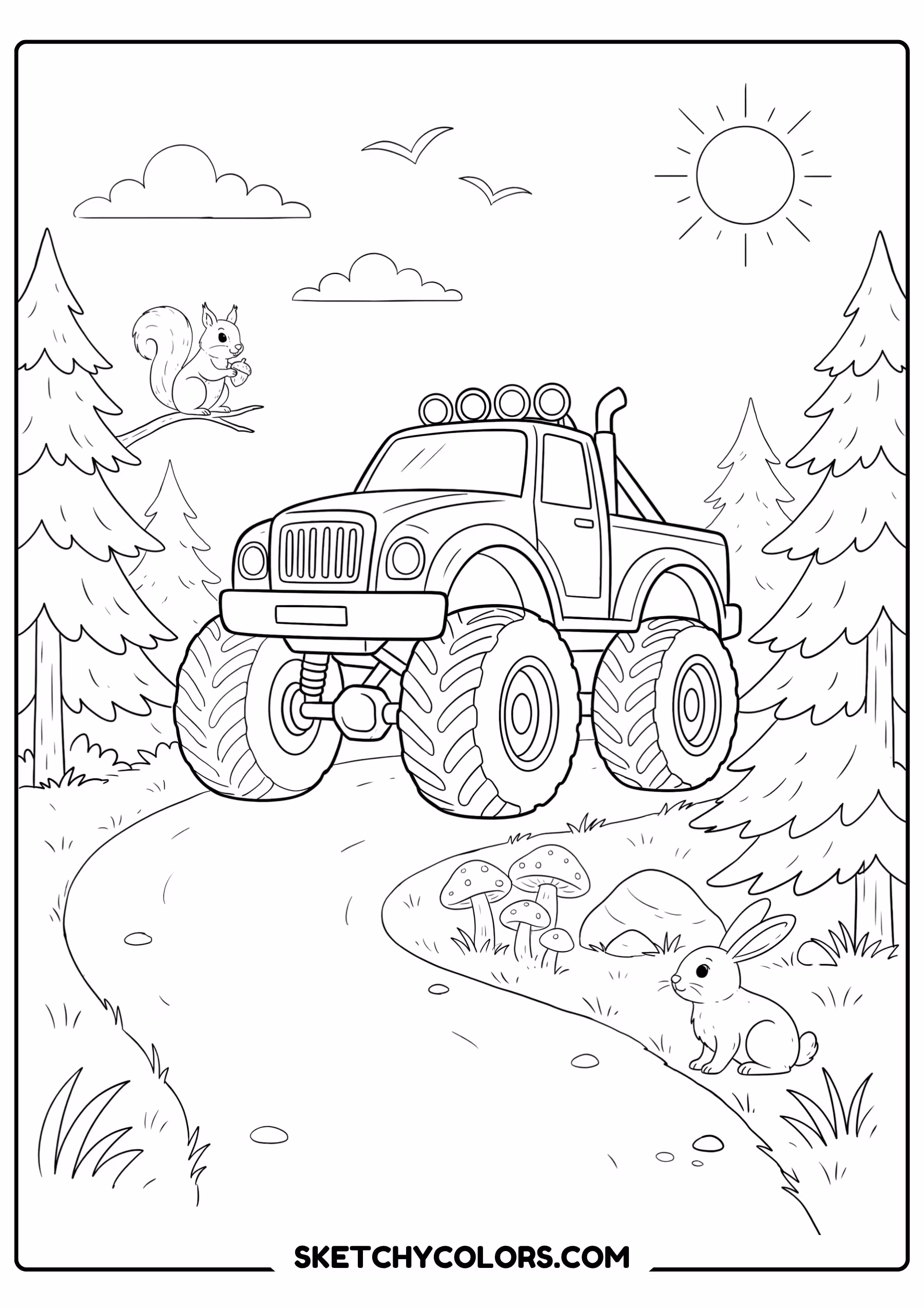 monster truck forest trail free printable for kids