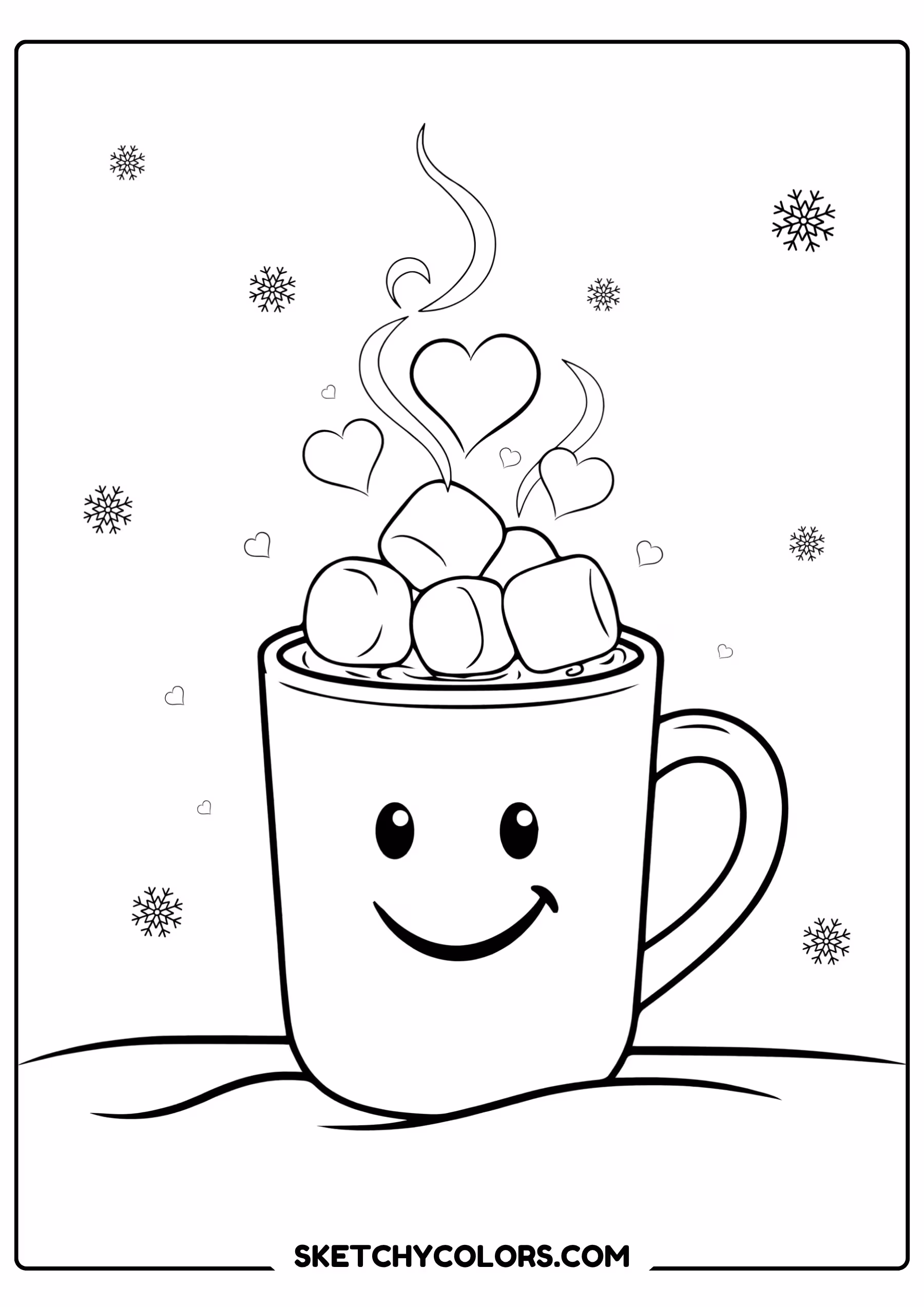 february coloring page valentine hot chocolate free printable pdf