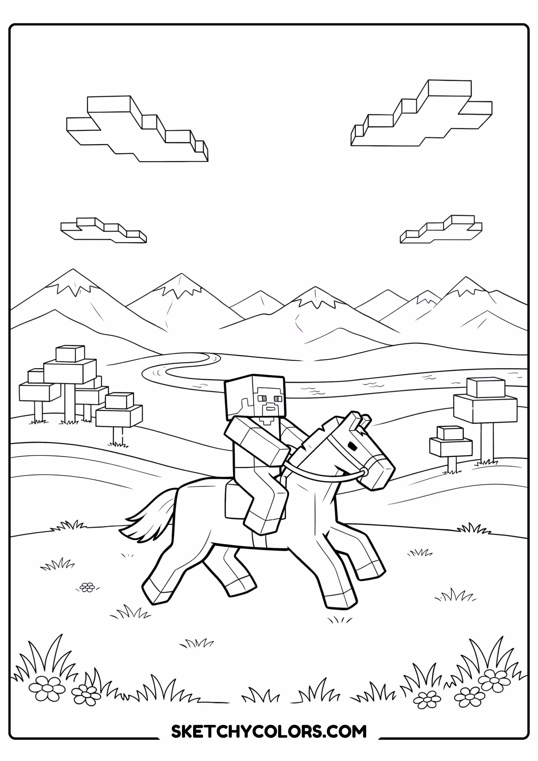 minecraft horse riding free printable pdf