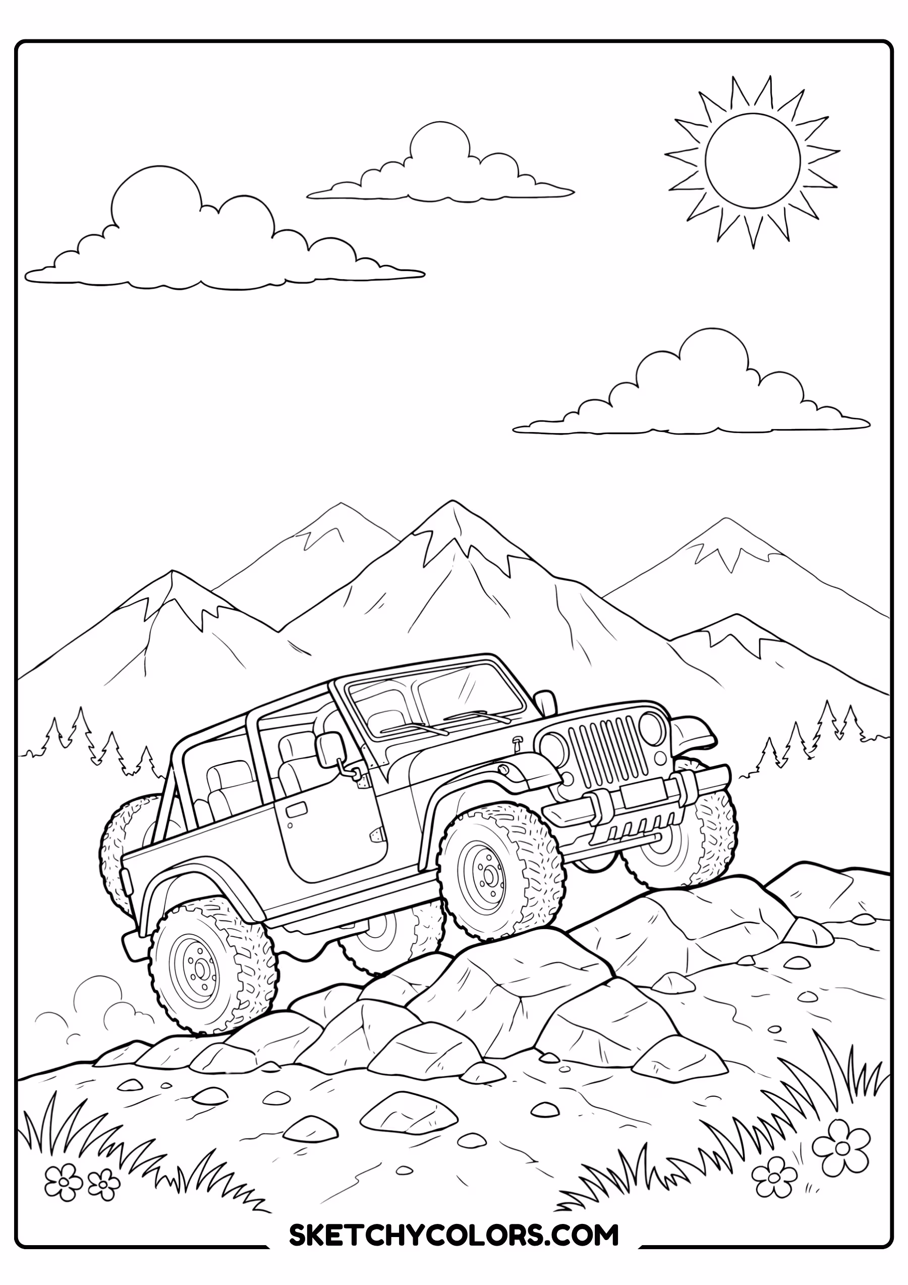 car off-road jeep printable coloring sheet
