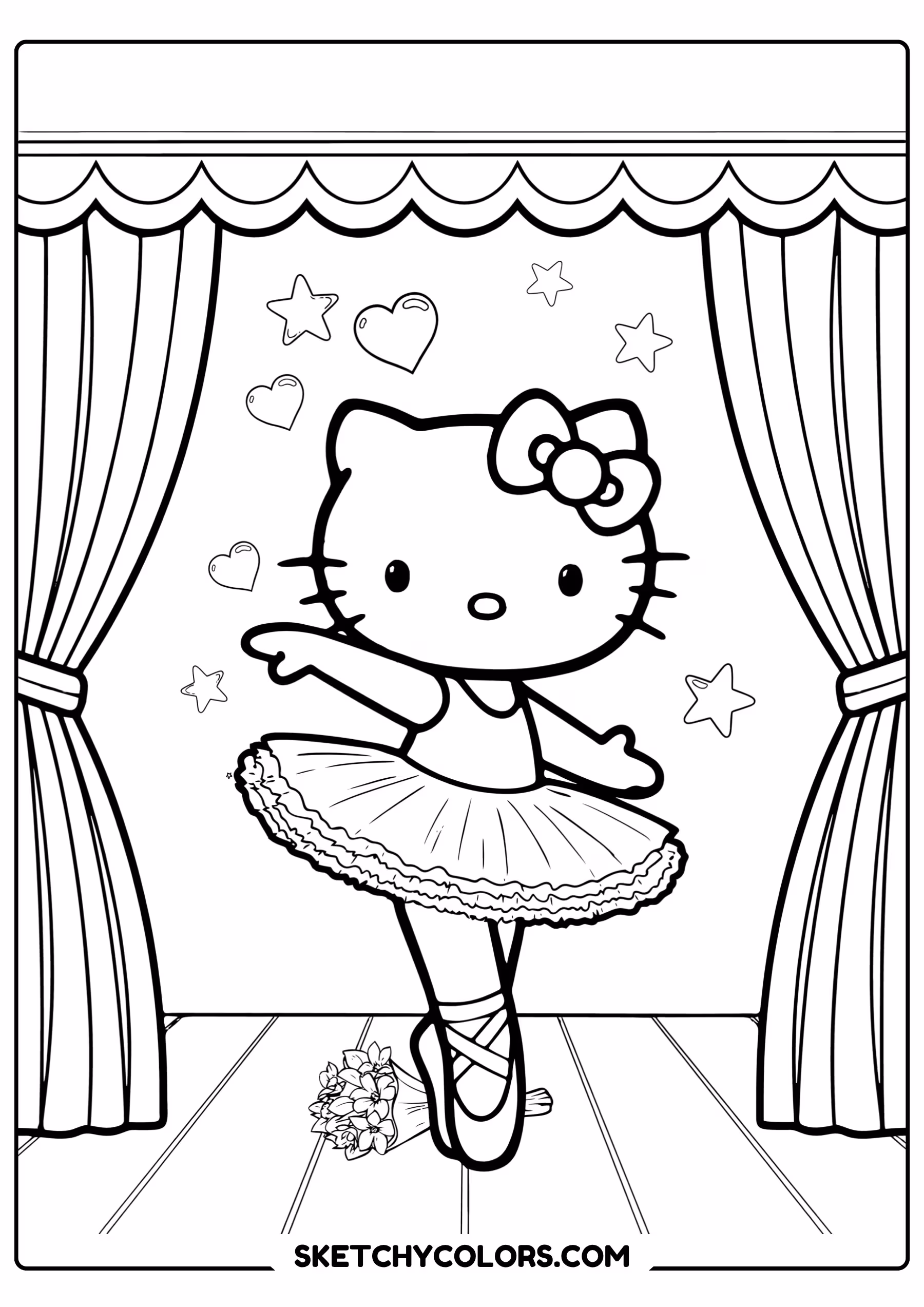 hello kitty ballerina printable coloring sheet