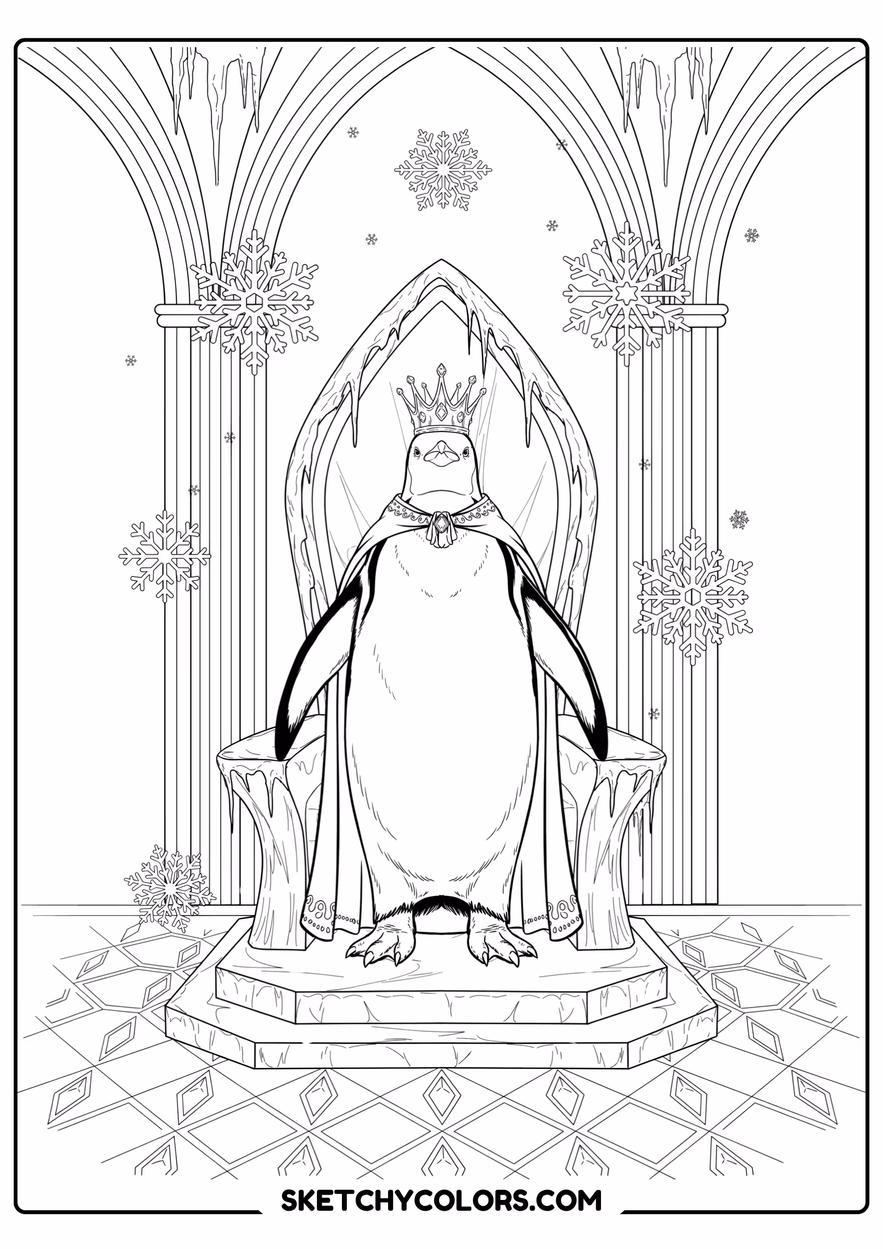 penguin royal penguin printable coloring sheet