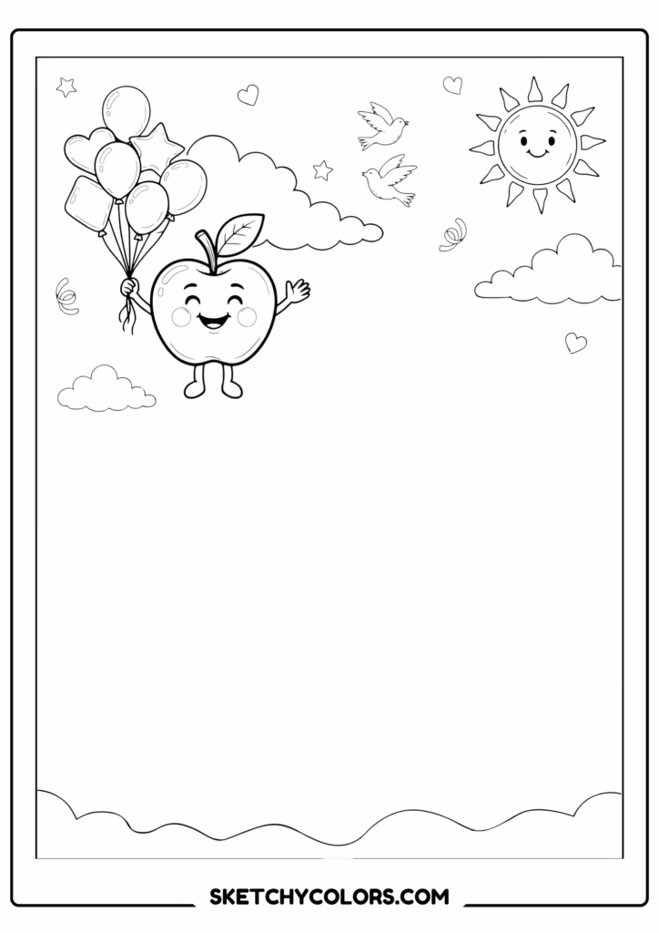 apple balloon apple s printable coloring sheet