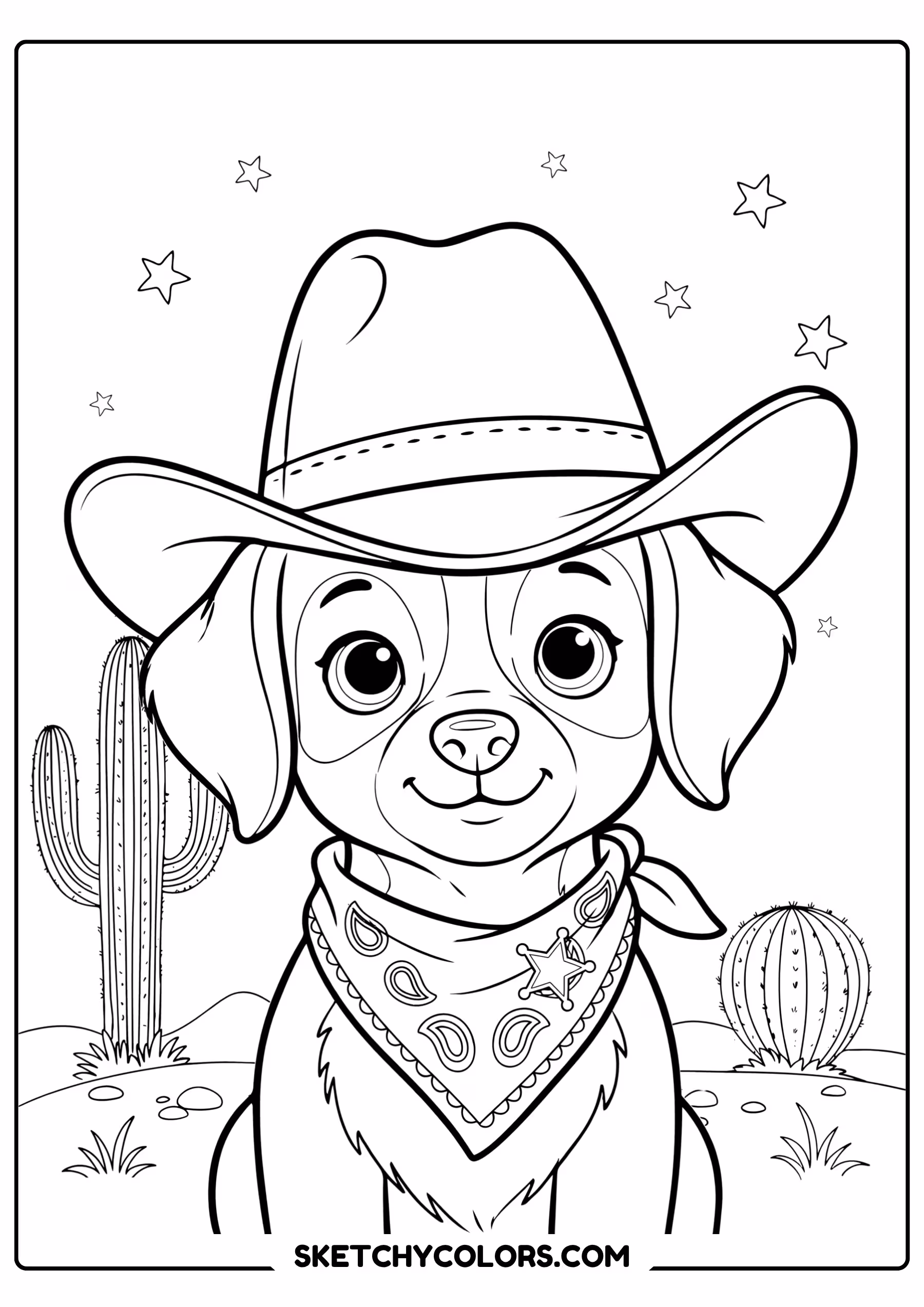 puppy cowboy puppy printable coloring sheet