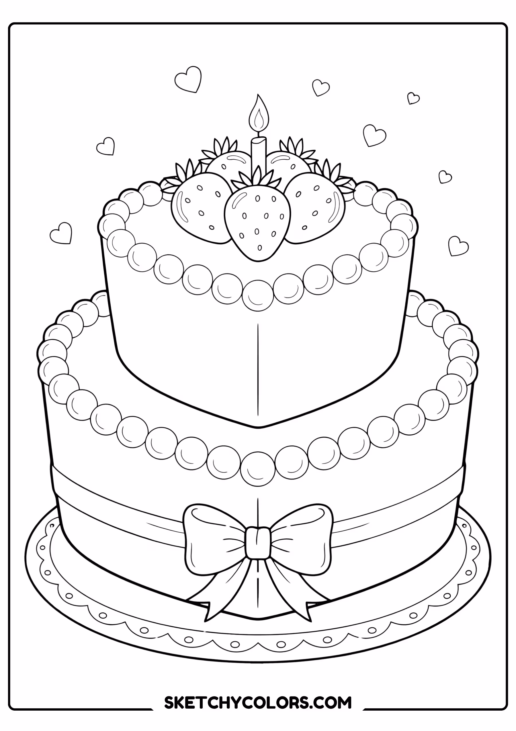 february coloring page valentine heart cake free printable pdf
