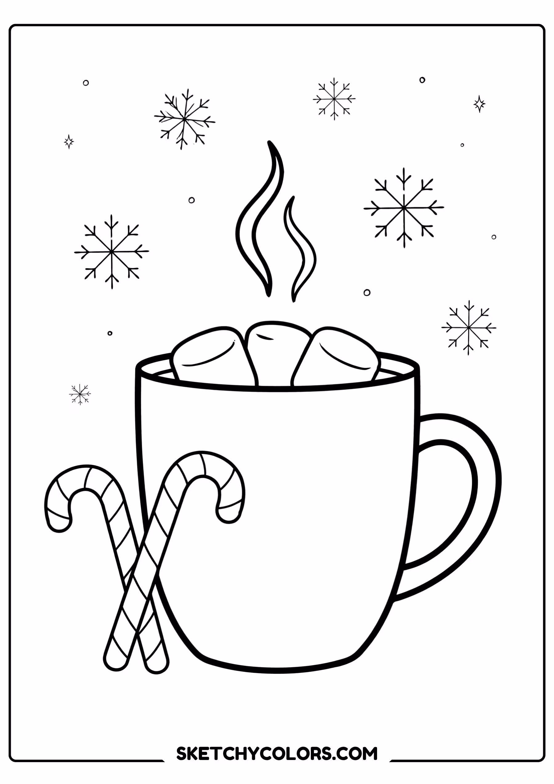 winter hot cocoa coloring page free coloring sheet for kids