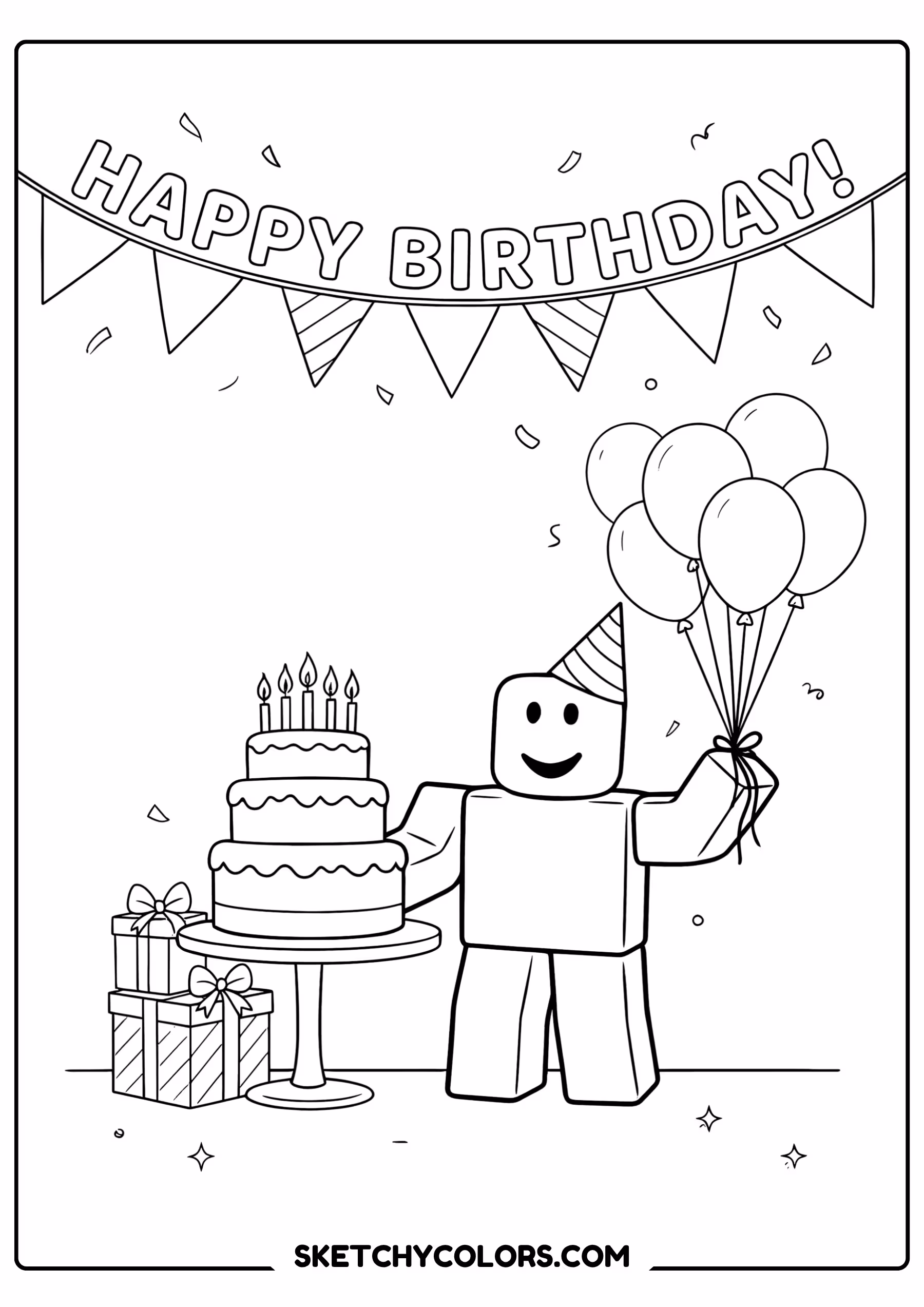 roblox birthday party free coloring sheet for kids