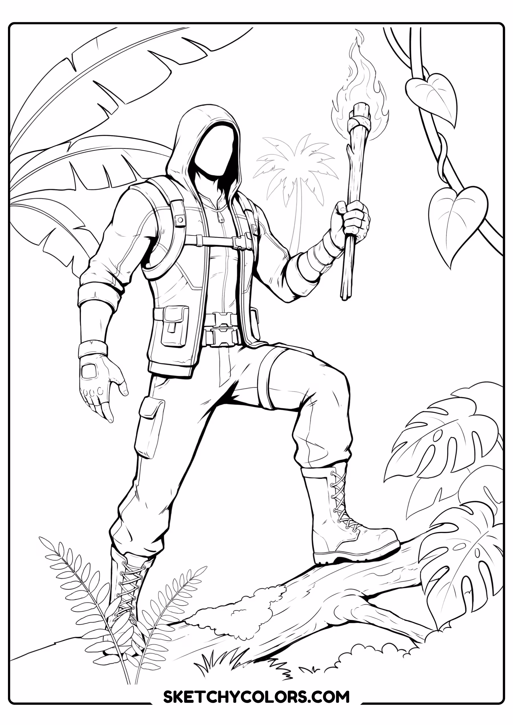fortnite jungle explorer free coloring sheet for kids