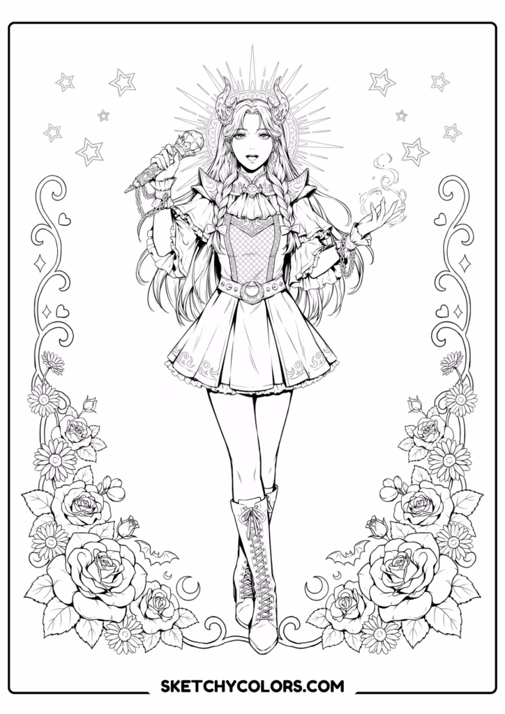 kpop demon hunters crystal pop s free coloring sheet for kids