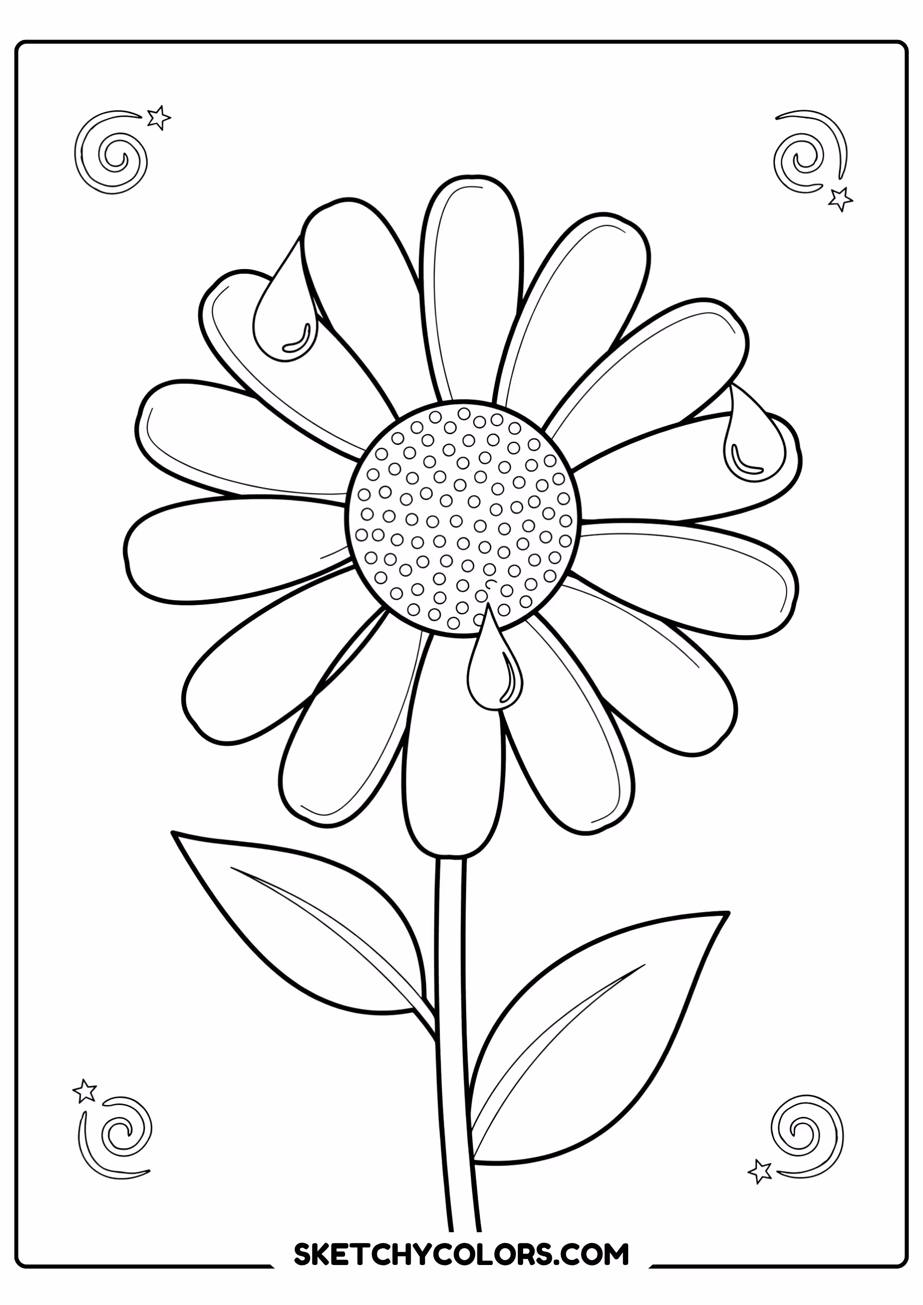 daisy coloring page daisy dew drops petals free printable for kids