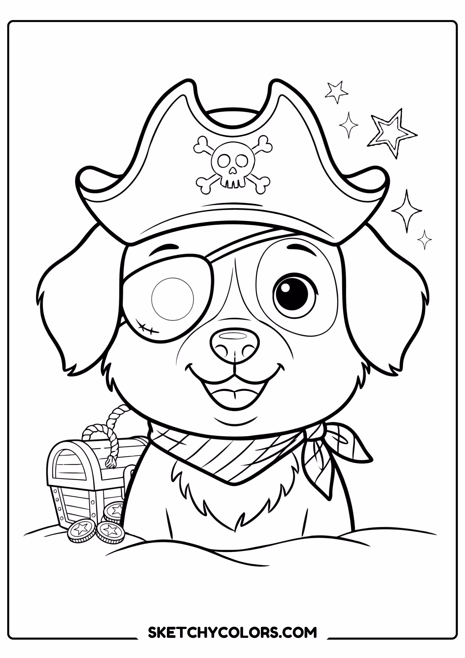 dog coloring page pirate puppy hat free printable for kids