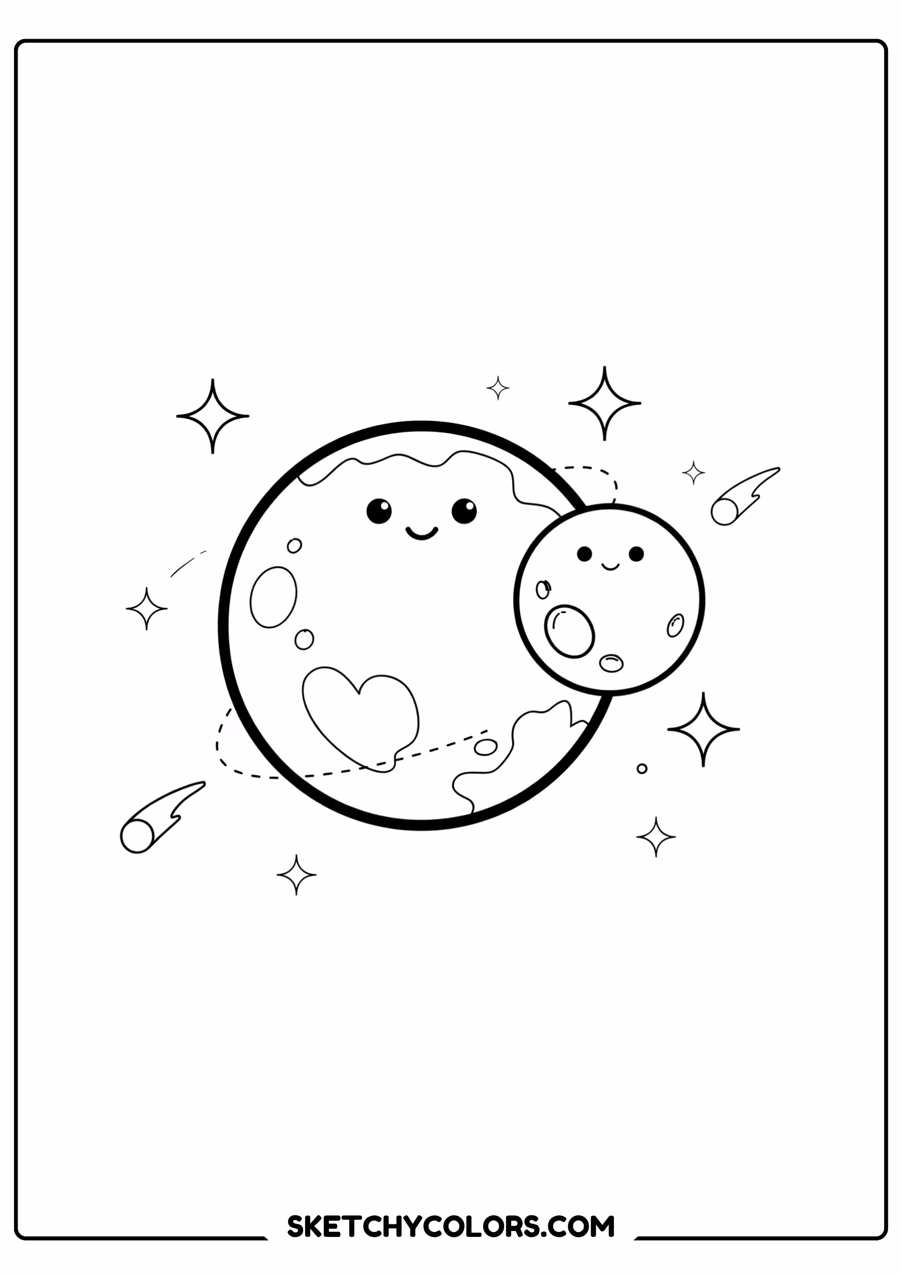solar system coloring page pluto charon dwarf planet free printable for kids