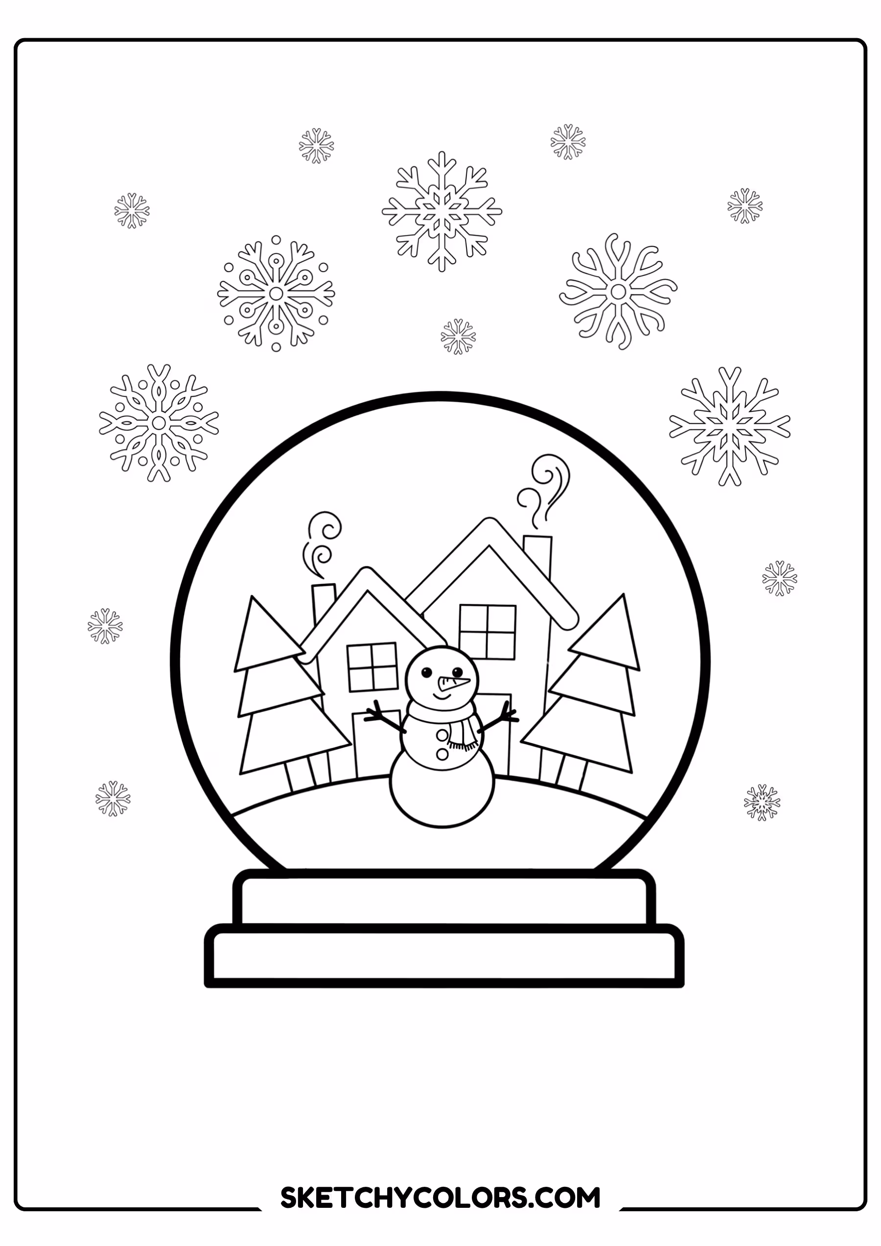 winter snow globe coloring page free printable pdf