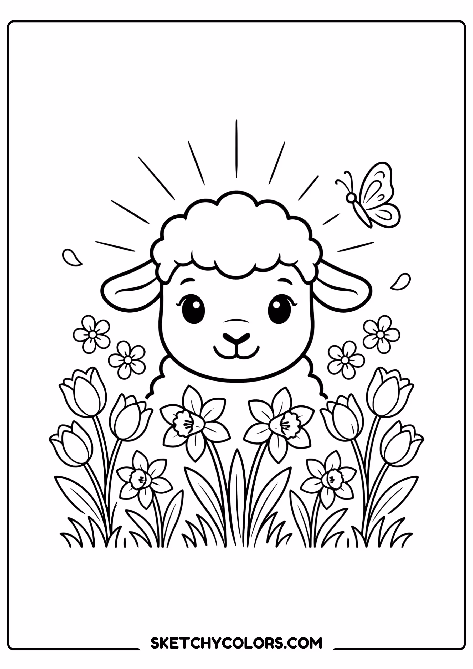 april lamb free printable coloring sheet
