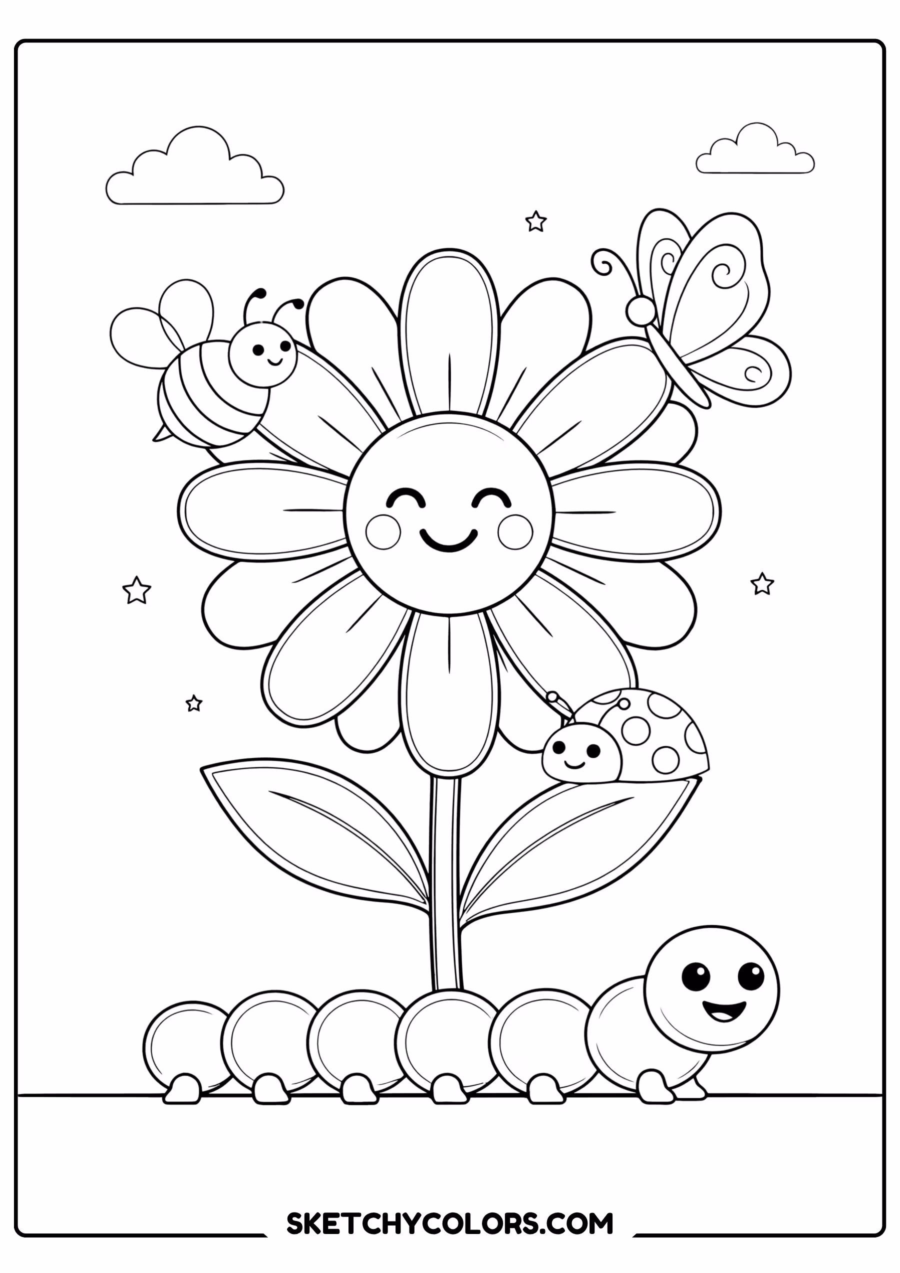 daisy coloring page daisy garden bugs friendly free printable pdf