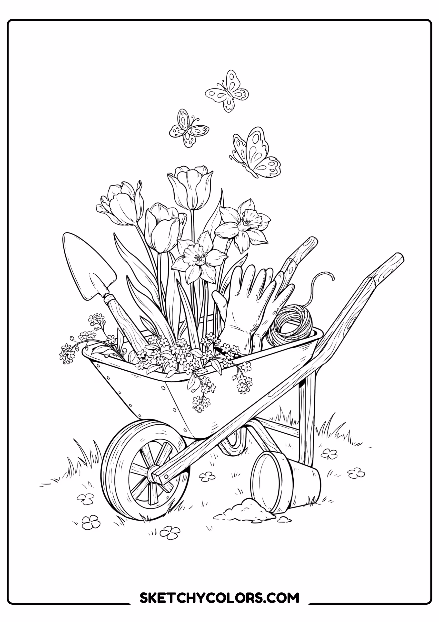 april wheelbarrow garden printable for kids pdf