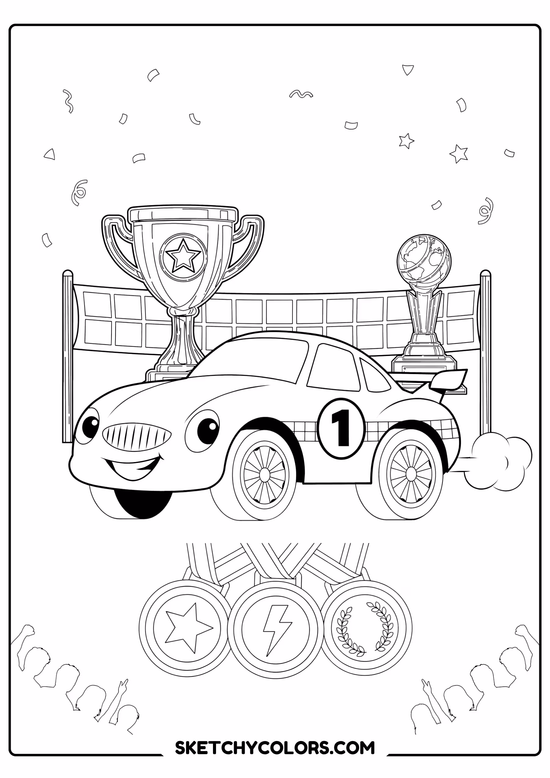 car race car champion printable for kids pdf