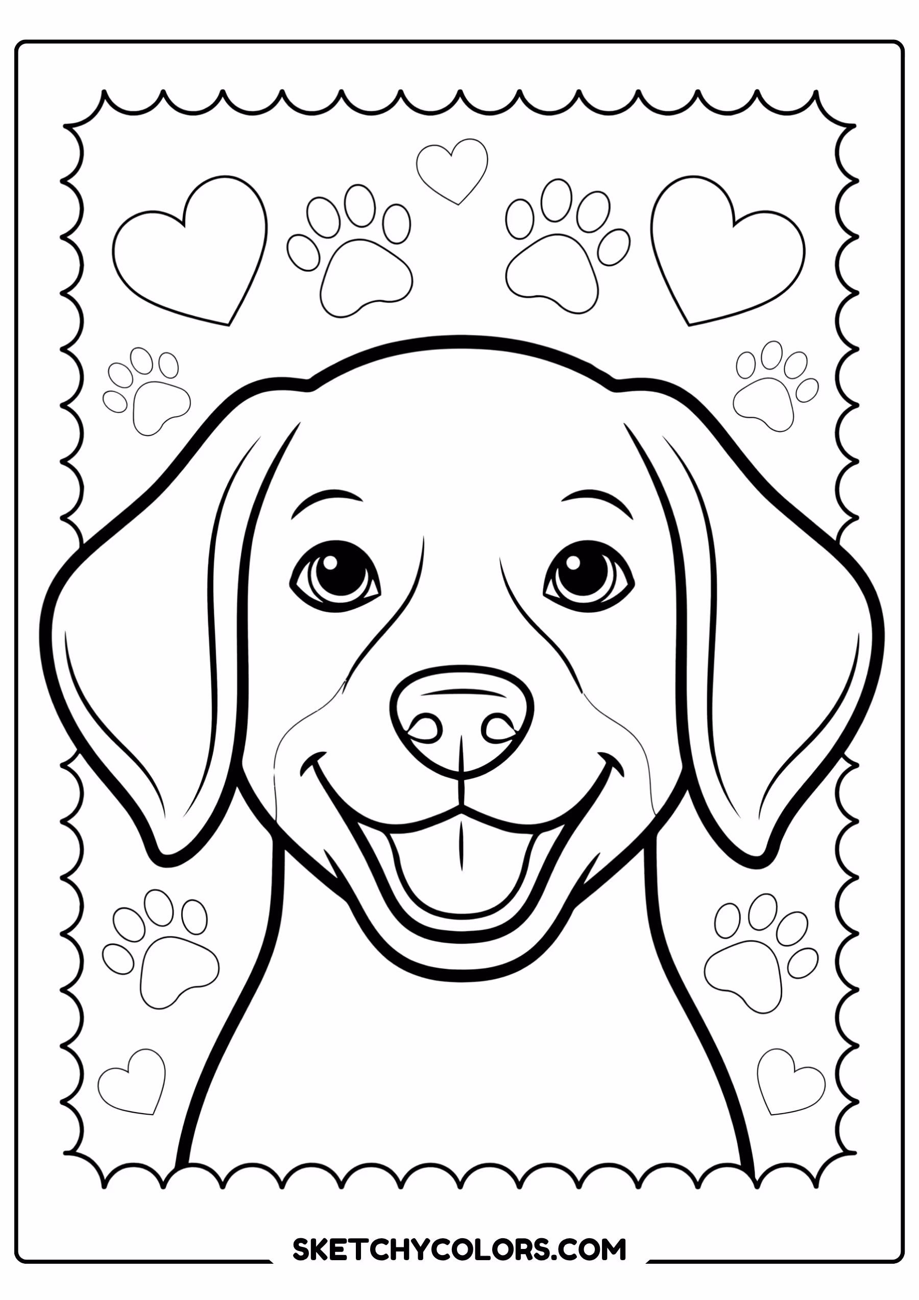 dog coloring page floppy ears puppy free printable for kids