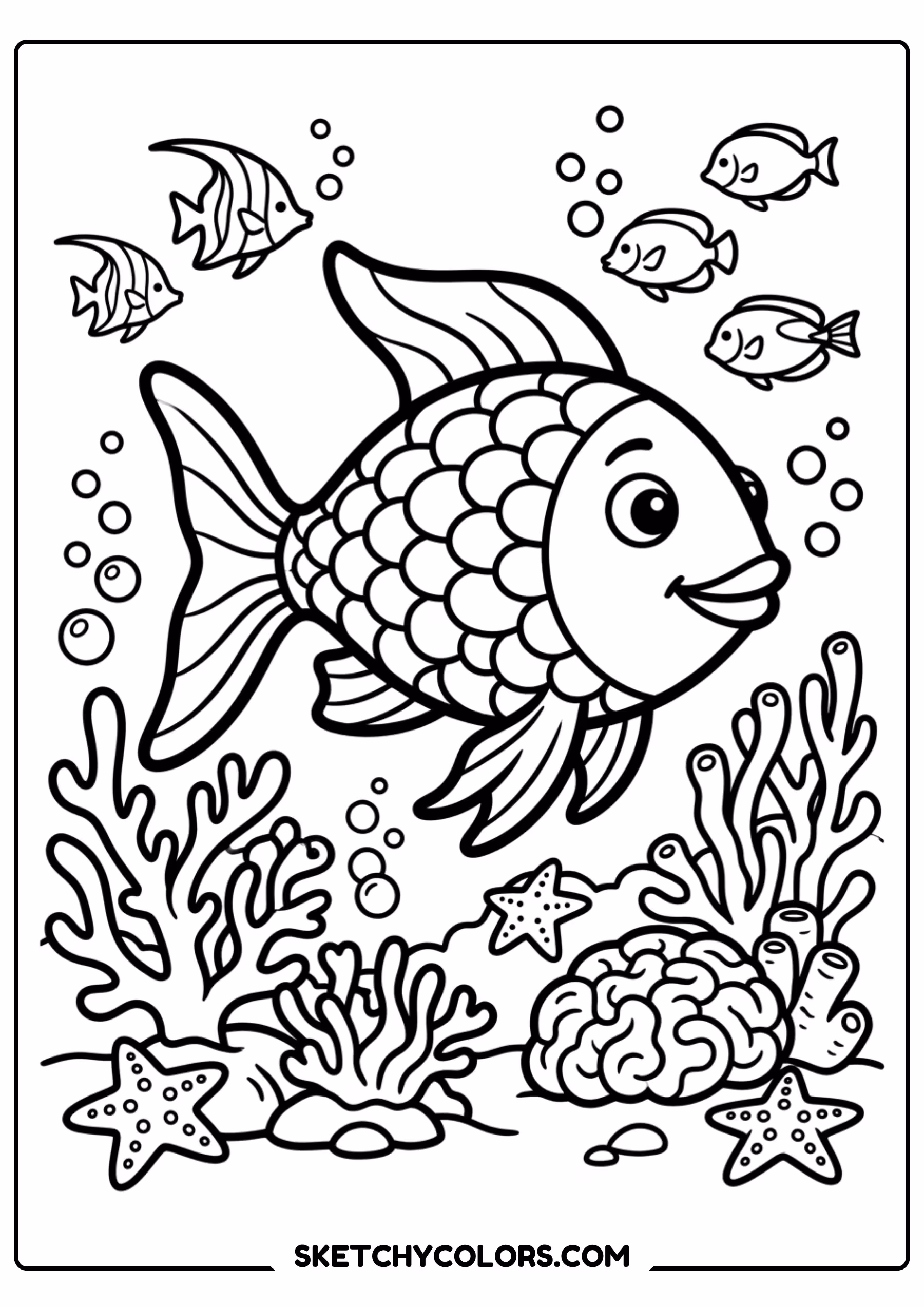 coral reef rainbow fish coloring page printable