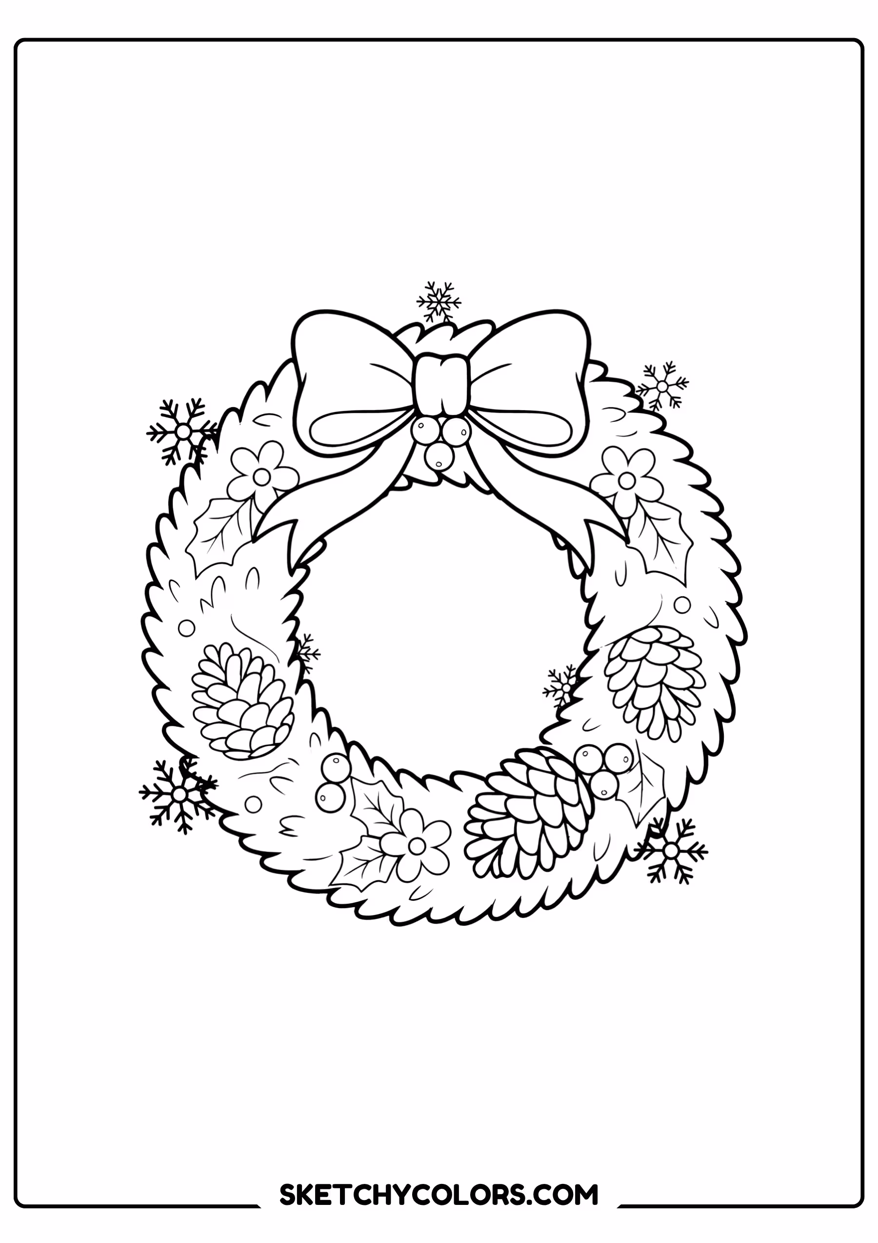 winter wreath coloring page free printable coloring sheet