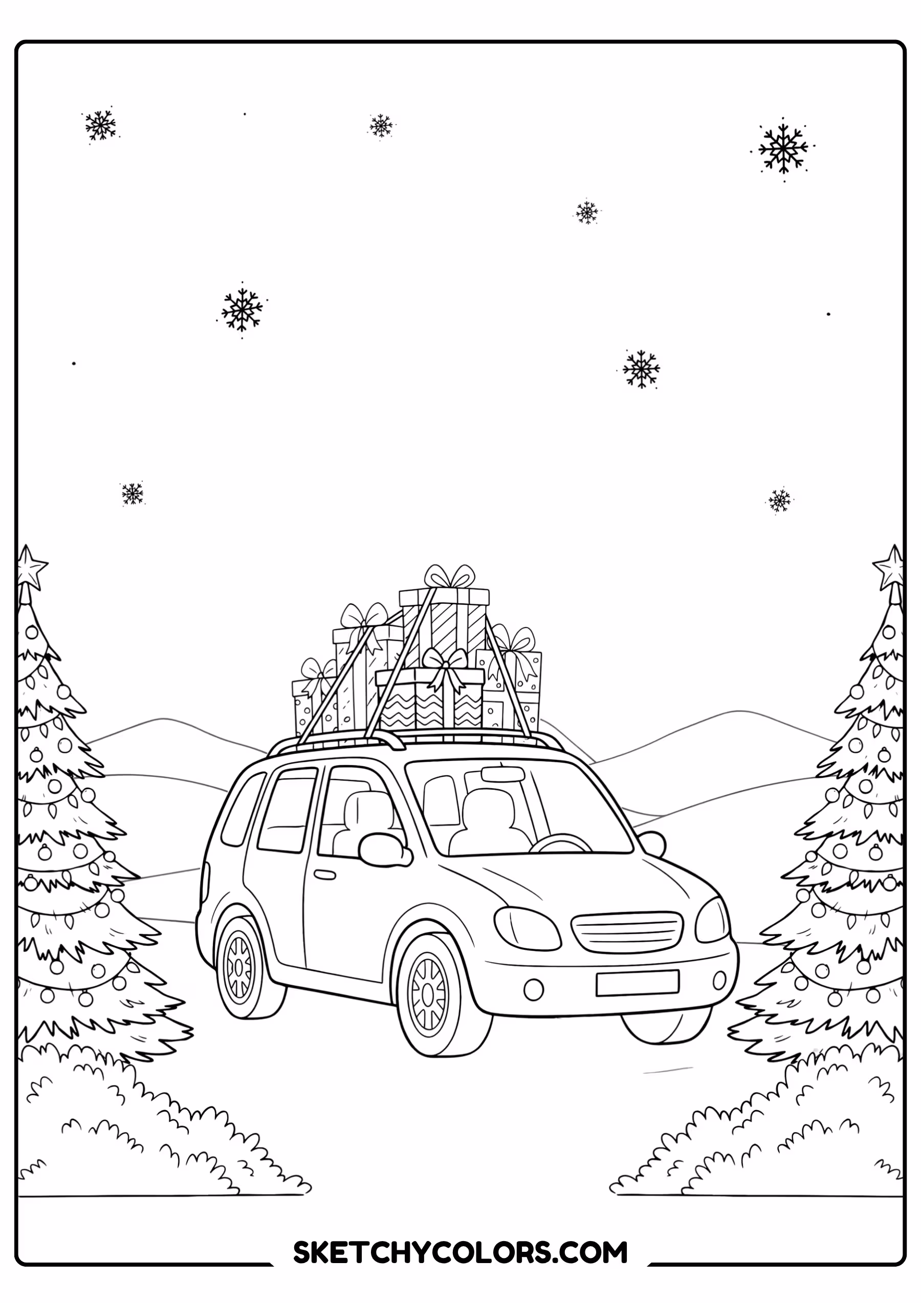 car holiday car free pdf coloring page