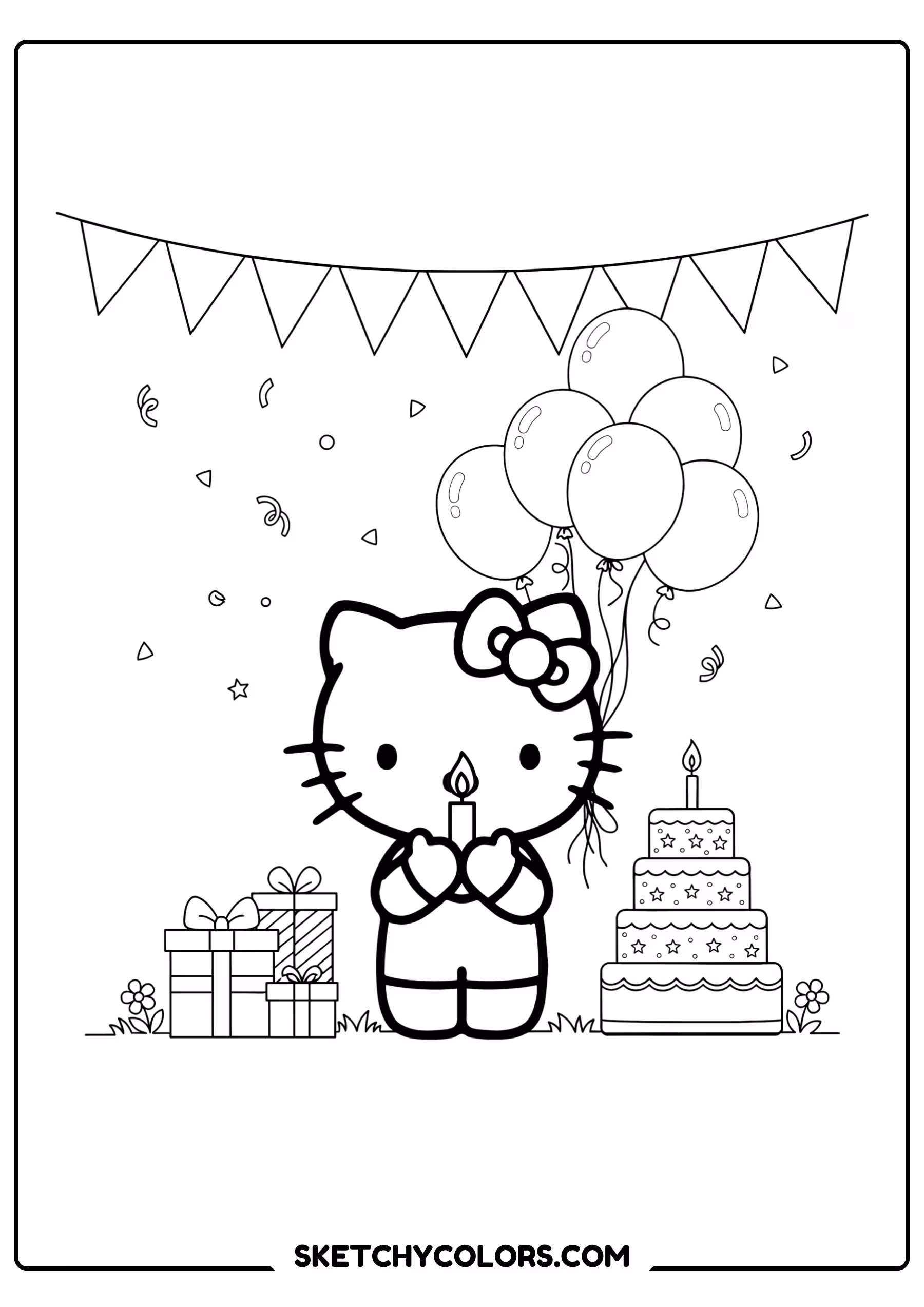 hello kitty birthday party free pdf coloring page