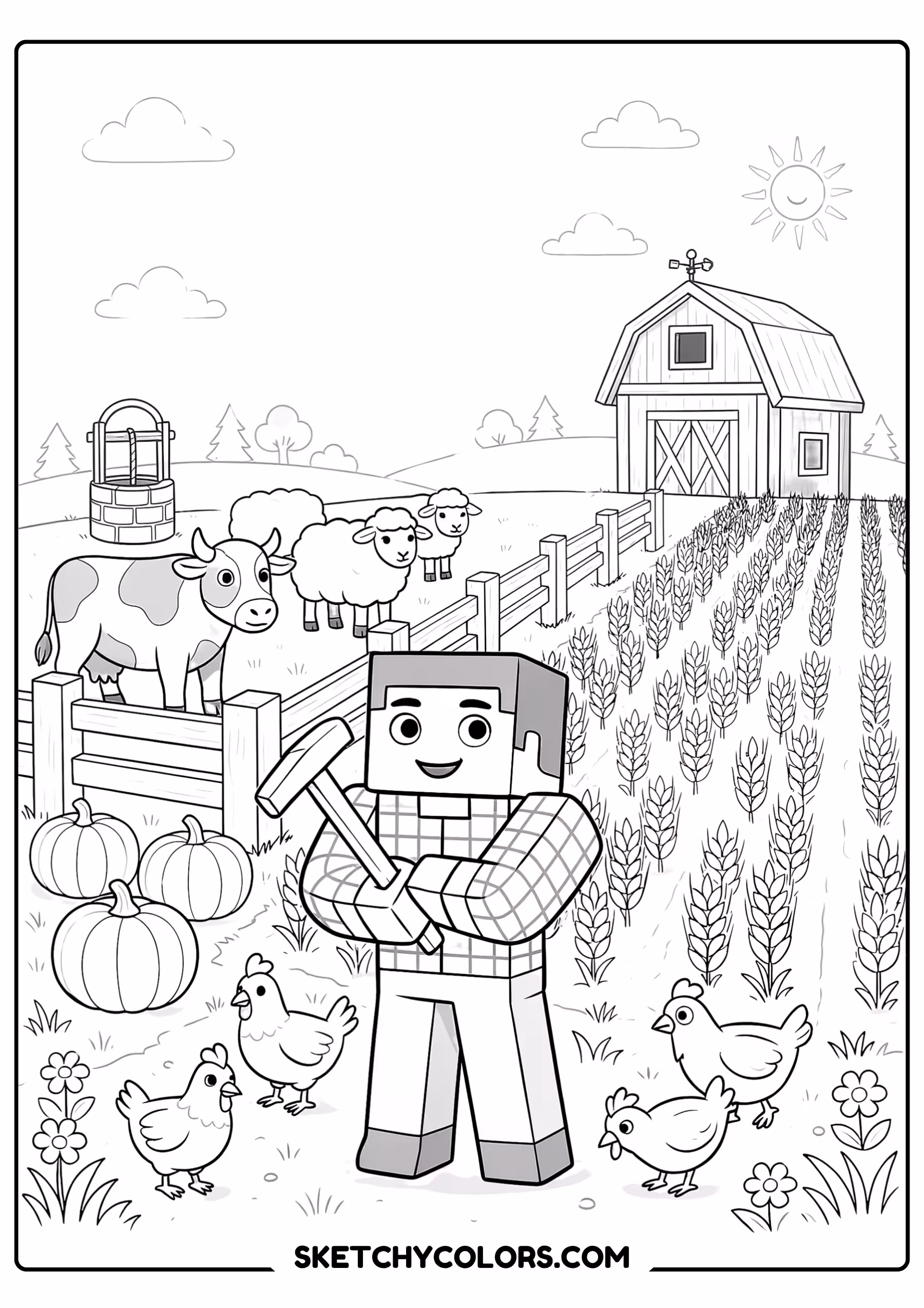 minecraft farm free pdf coloring page