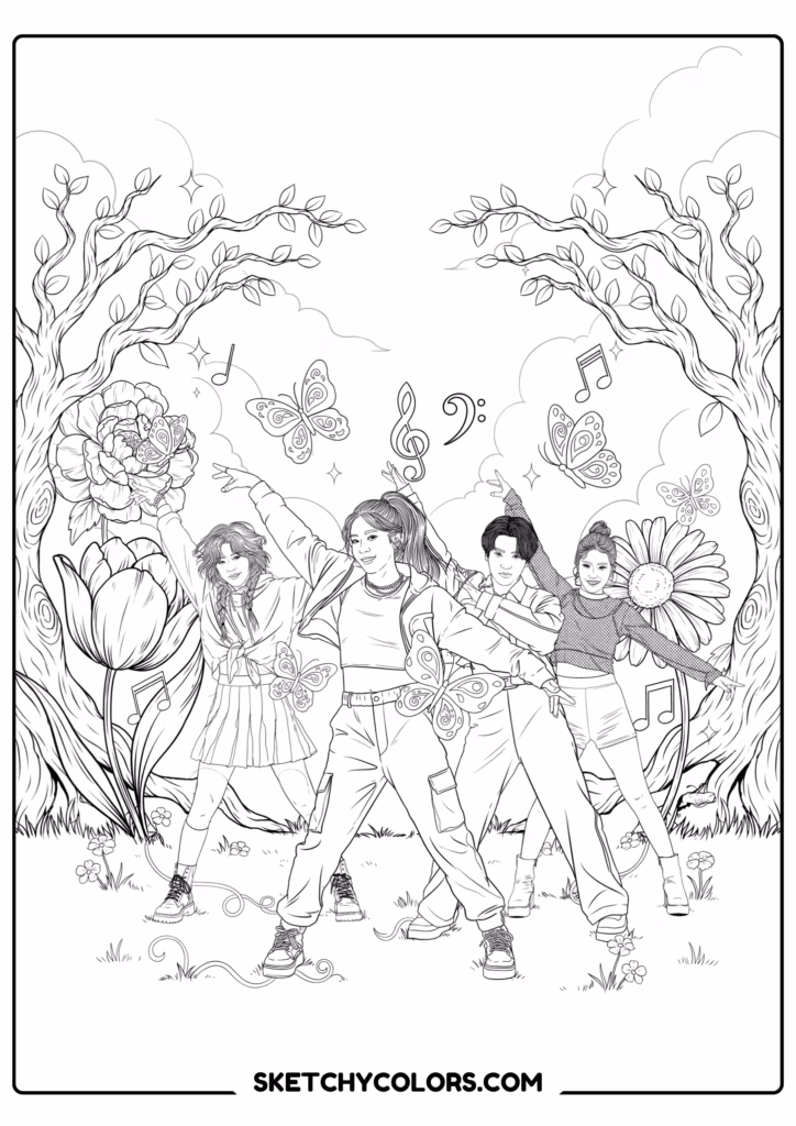 kpop demon hunters garden pop s free pdf coloring page