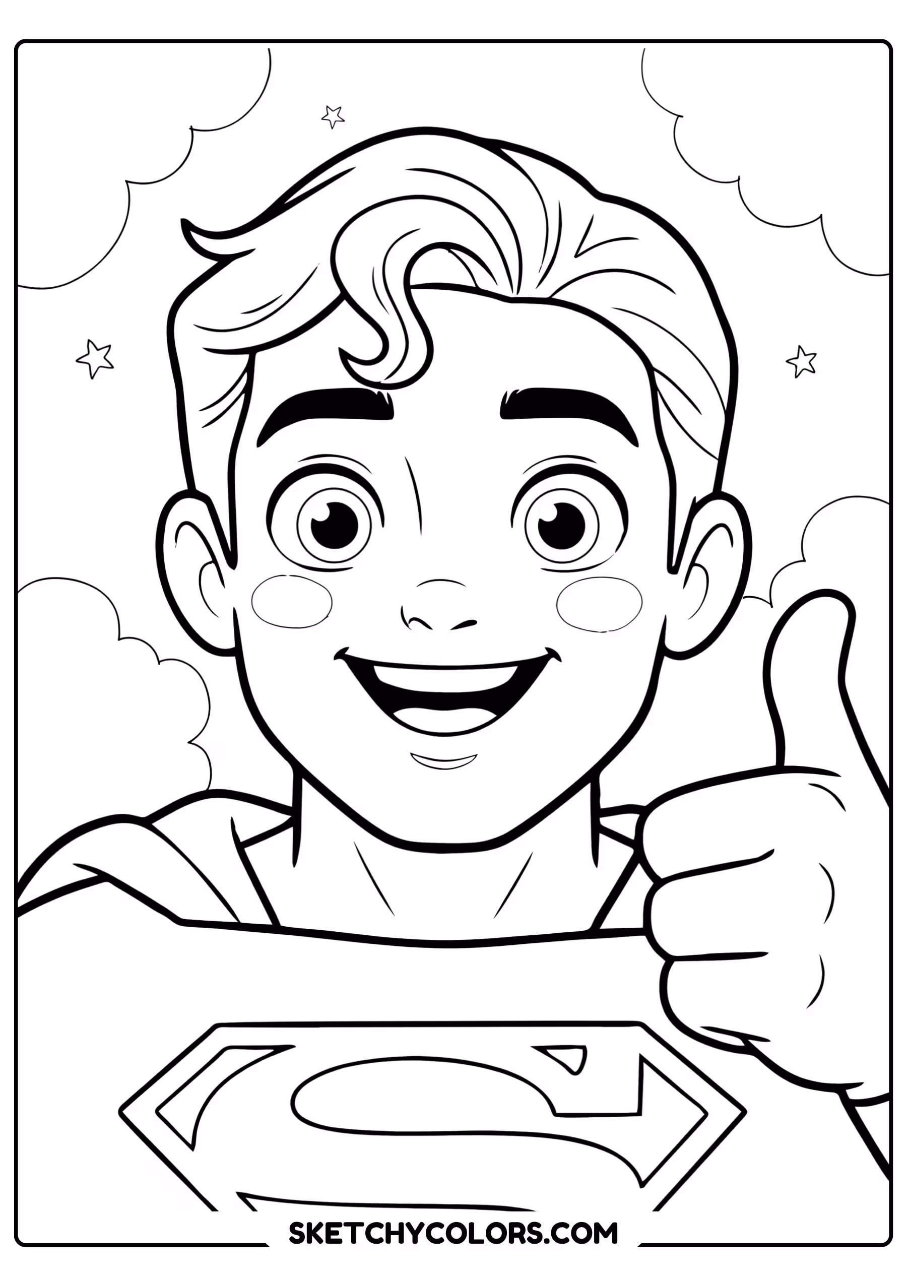 superman thumbs up coloring page free printable for kids
