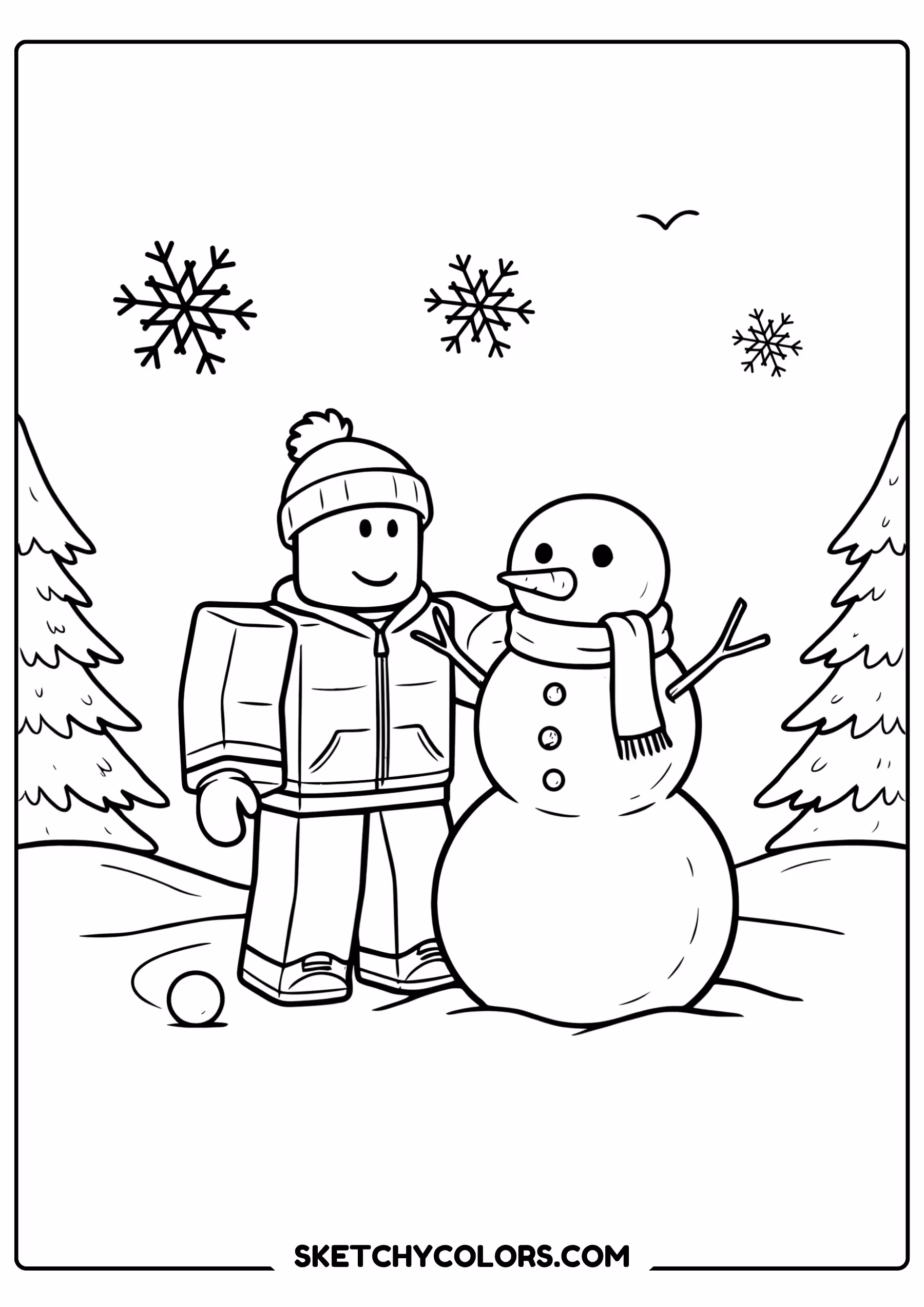 roblox winter fun coloring sheet free printable