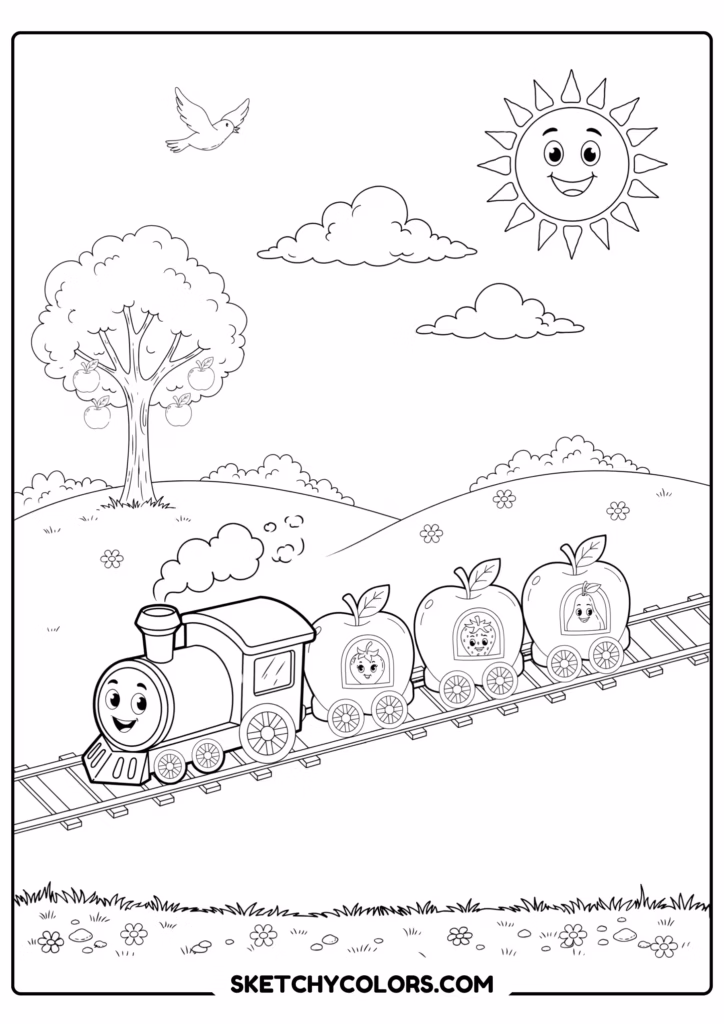 apple train s coloring sheet free printable
