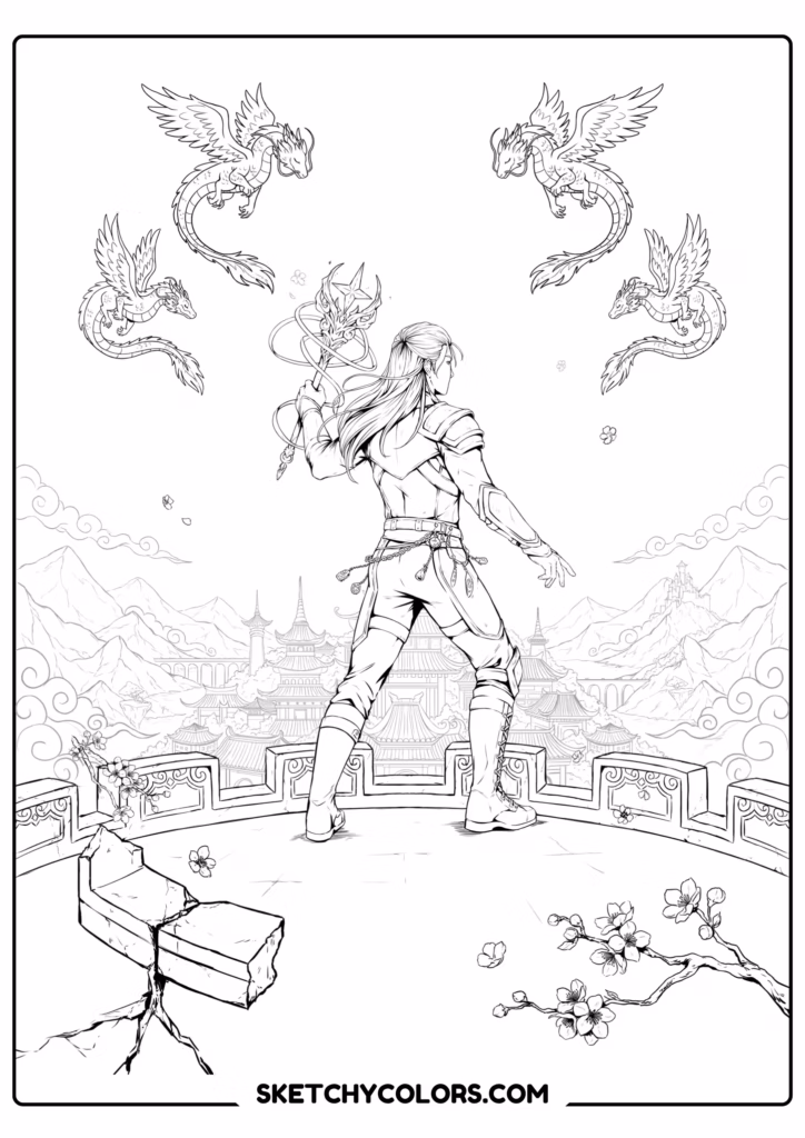 kpop demon hunters tower light s coloring sheet free printable