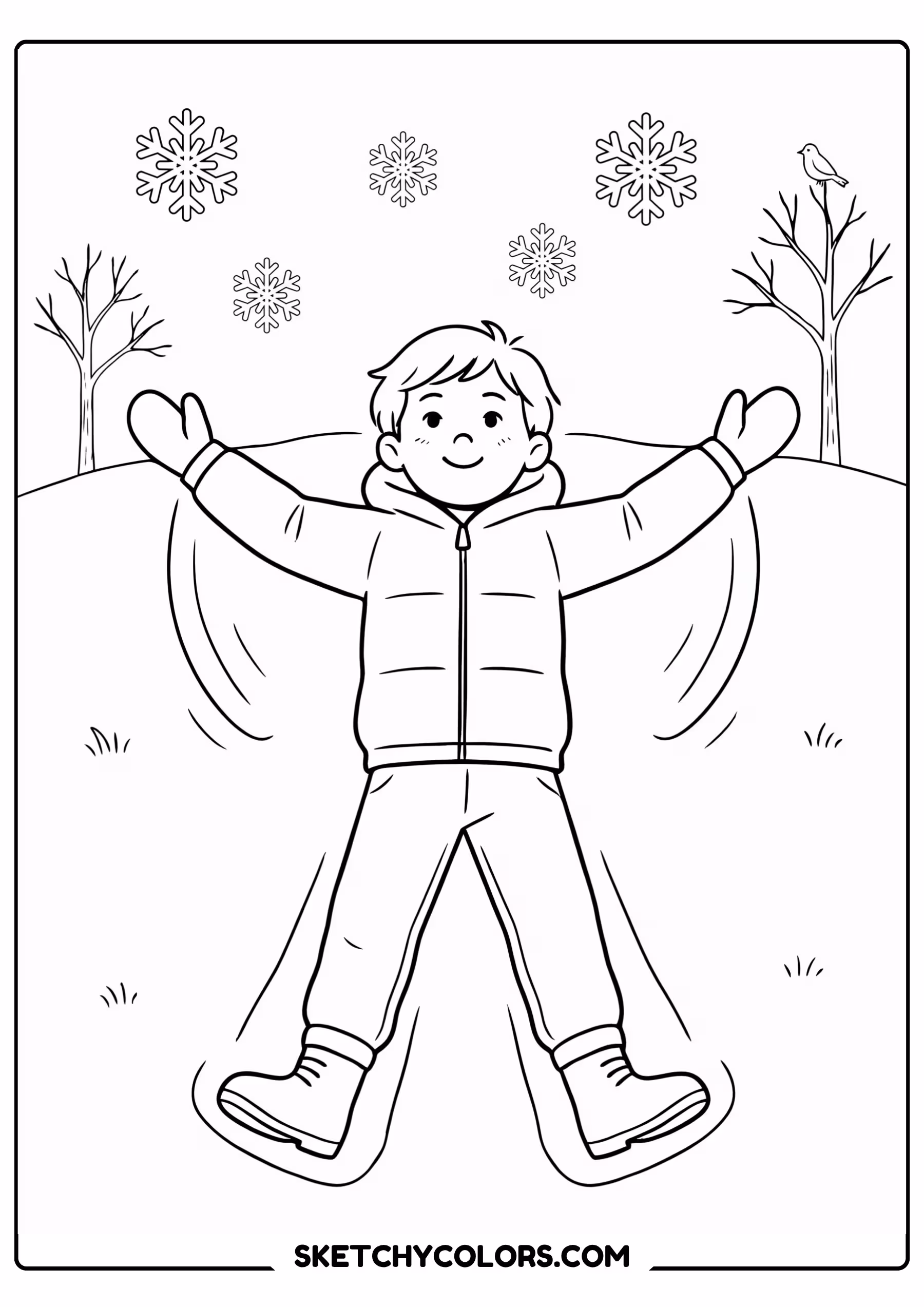 winter snow angel coloring page free coloring sheet for kids