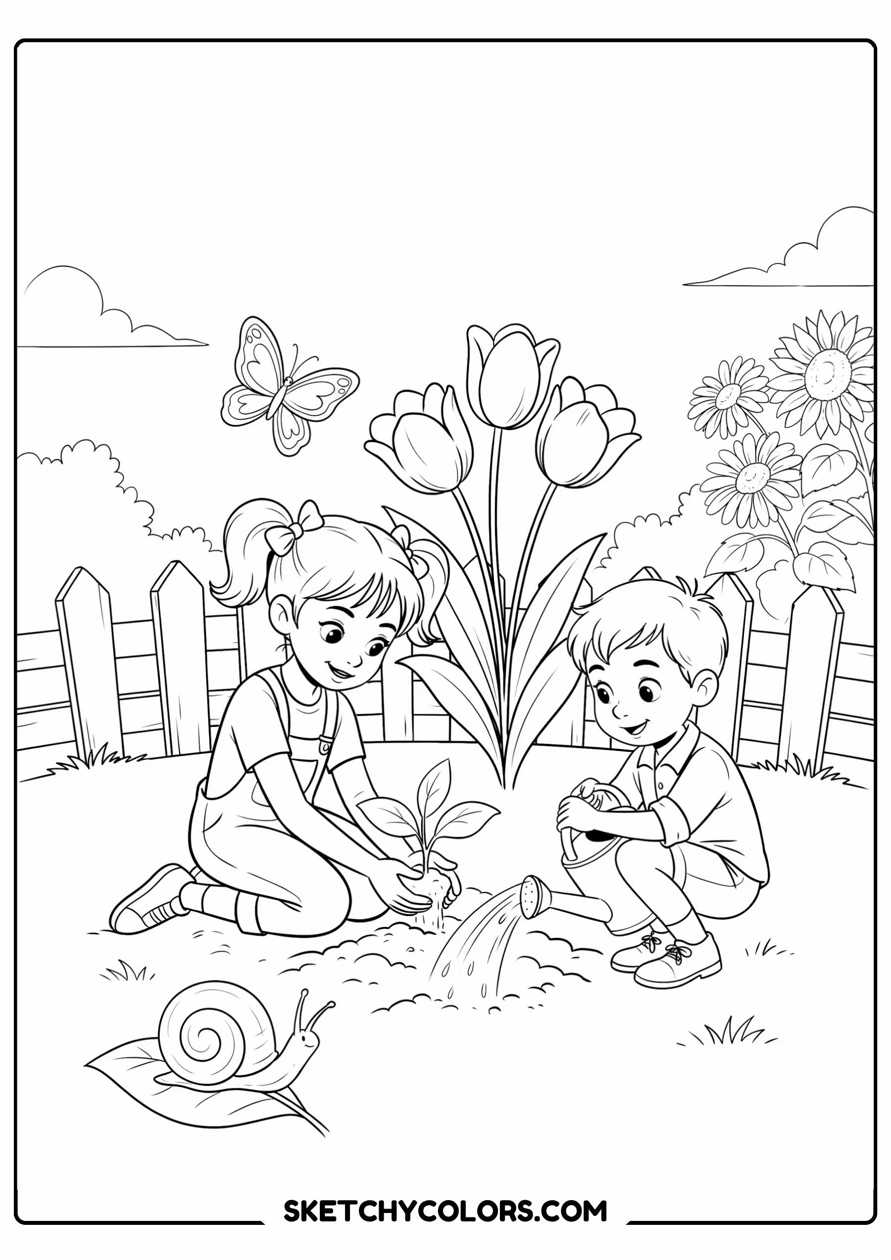 april planting flowers free kids coloring printable