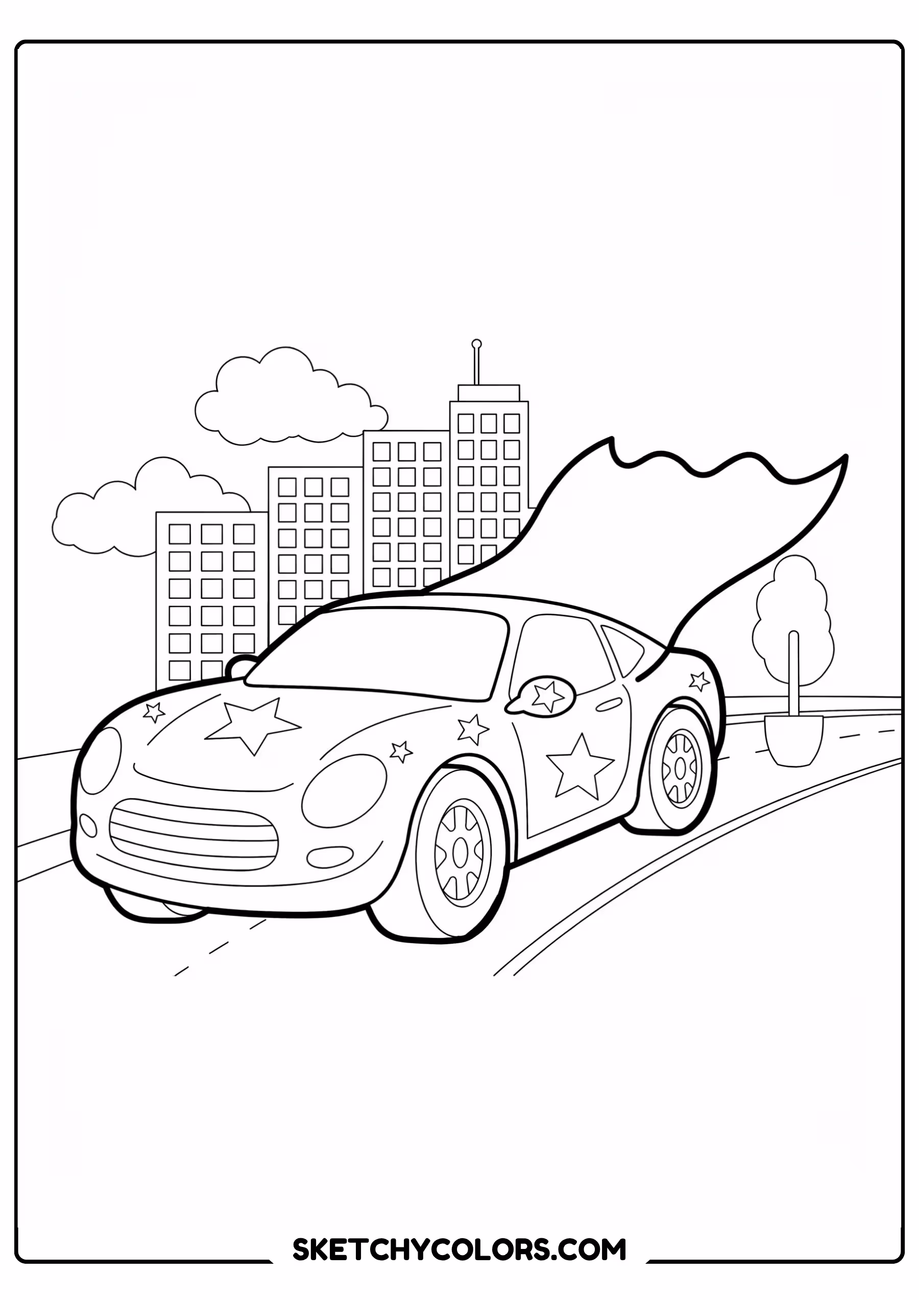 car superhero car free kids coloring printable