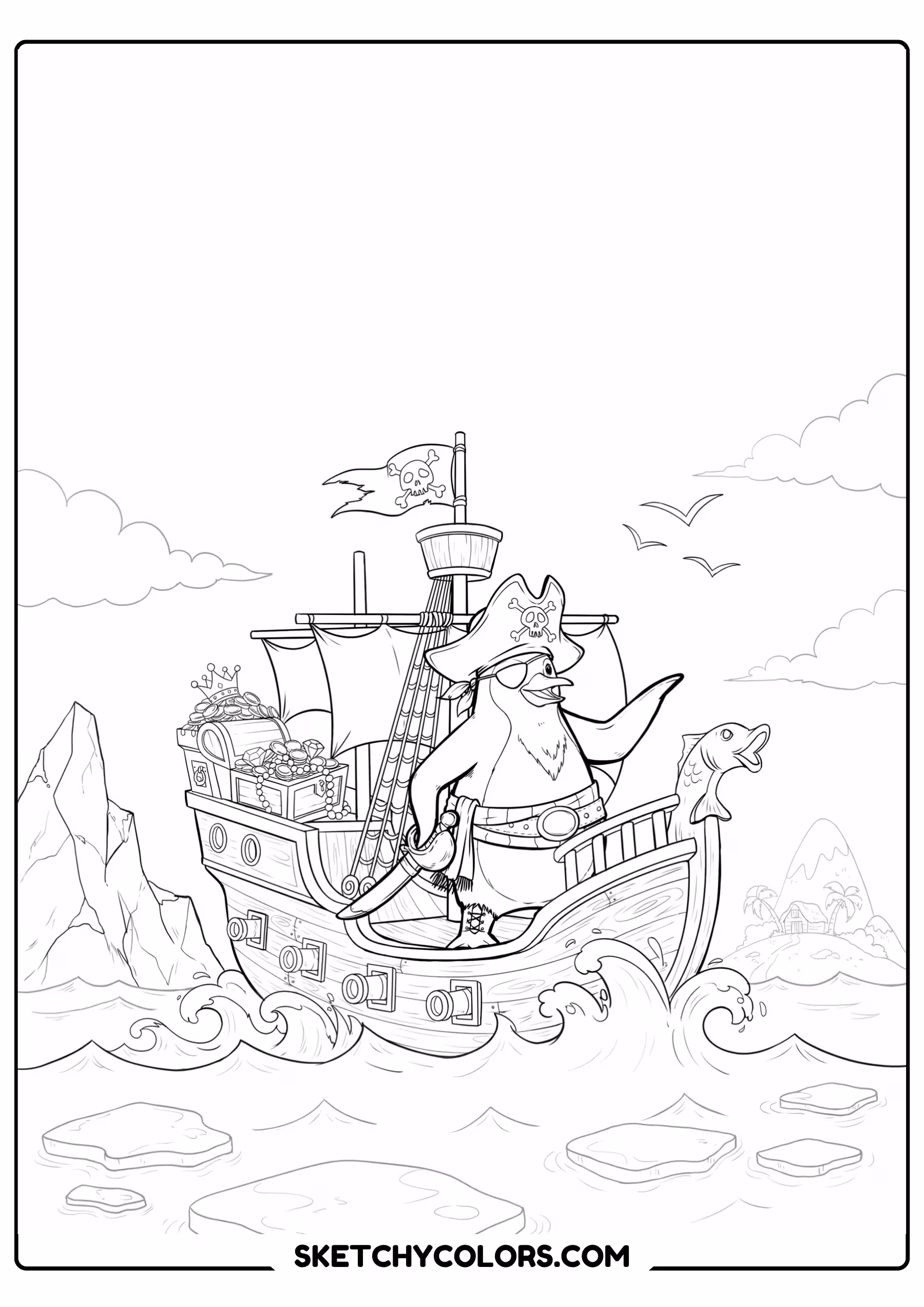 penguin pirate penguin free kids coloring printable