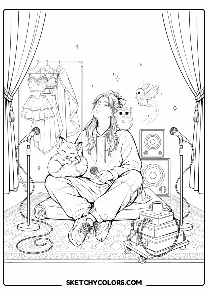 kpop demon hunters magic pets s free kids coloring printable