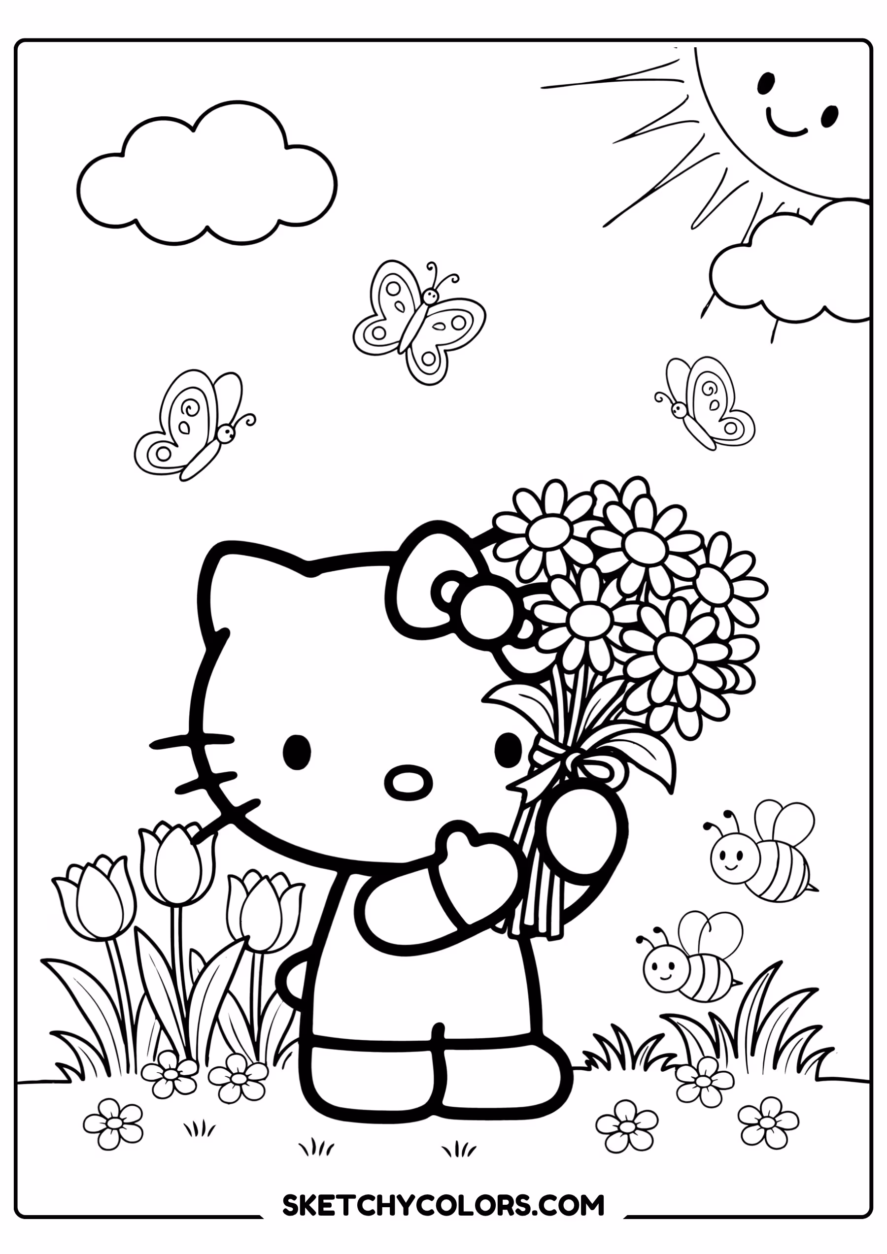 hello kitty flower garden free printable for kids